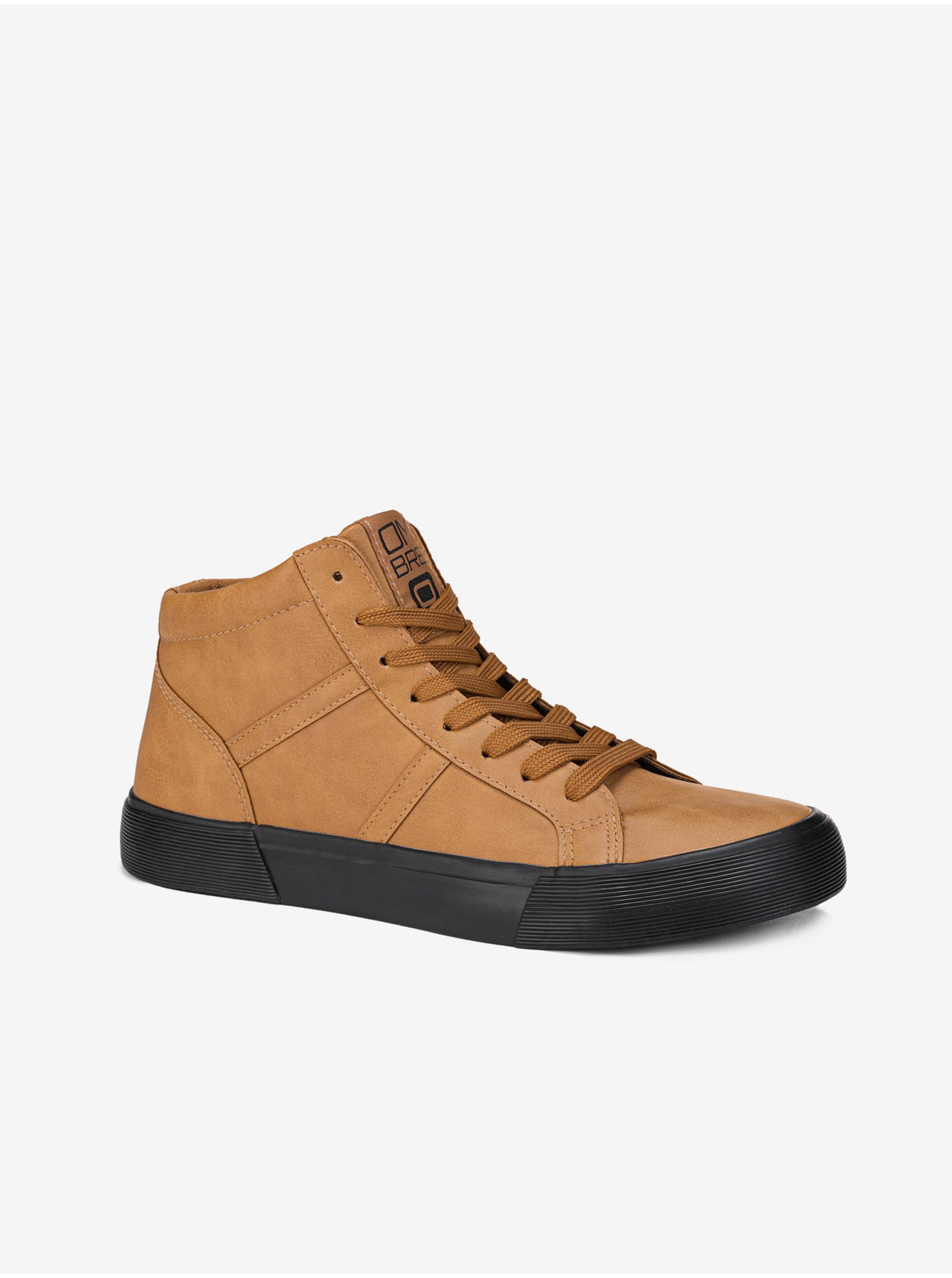 Levně Béžové pánské sneakers boty Ombre Clothing T379