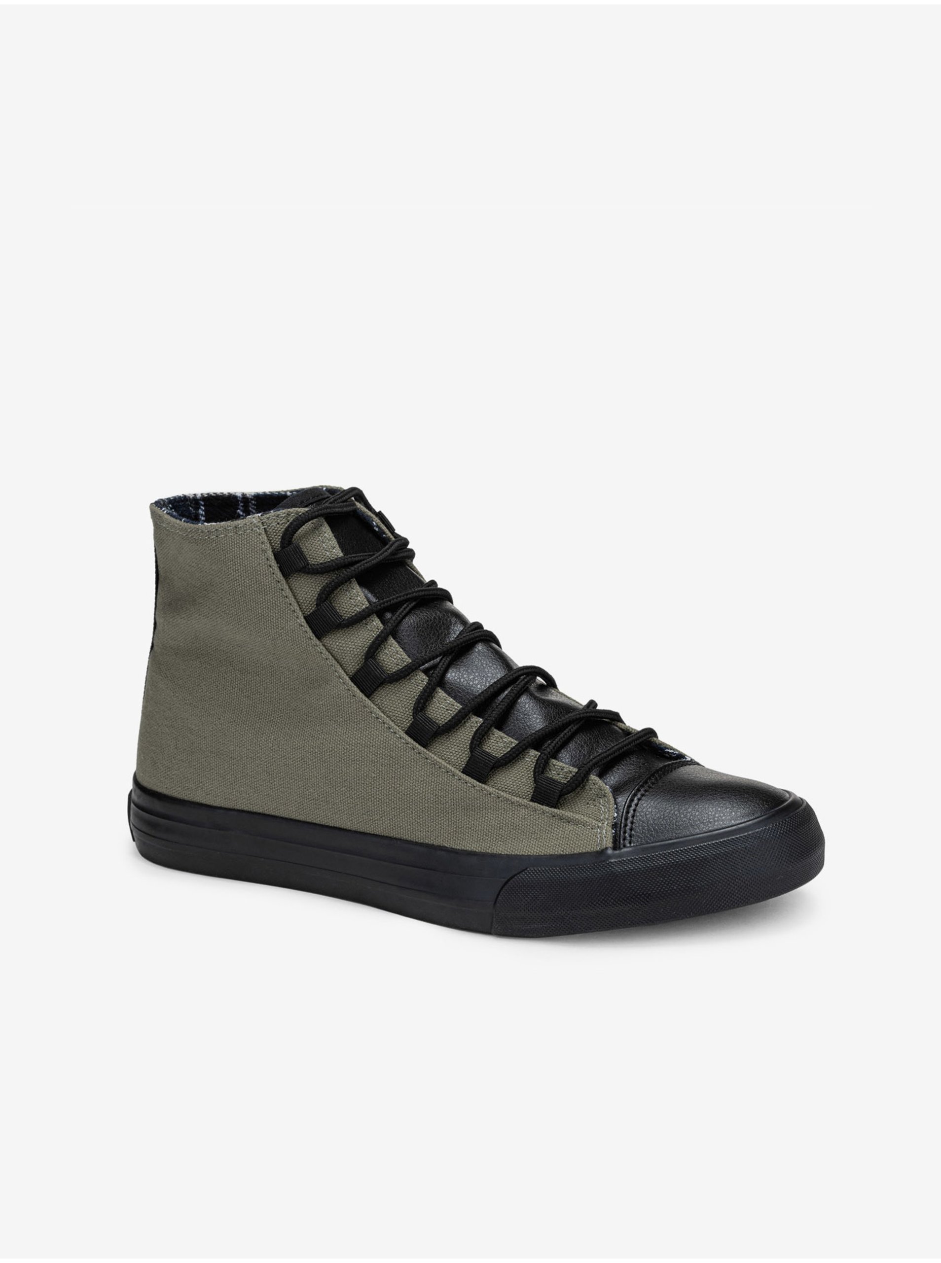 Levně Černo-zelené pánské sneakers boty Ombre Clothing T378