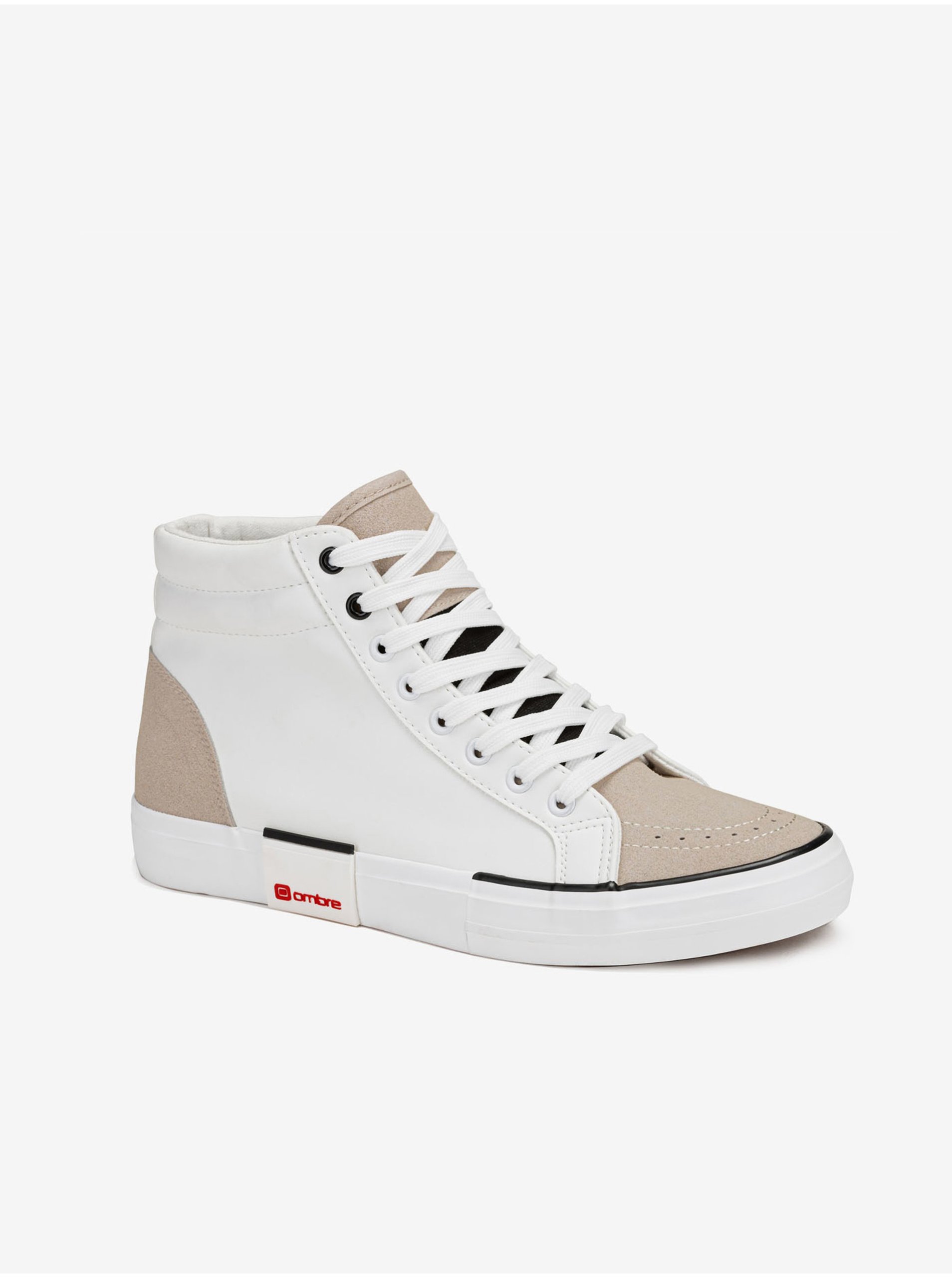 Levně Béžovo-bílé pánské sneakers boty Ombre Clothing T376