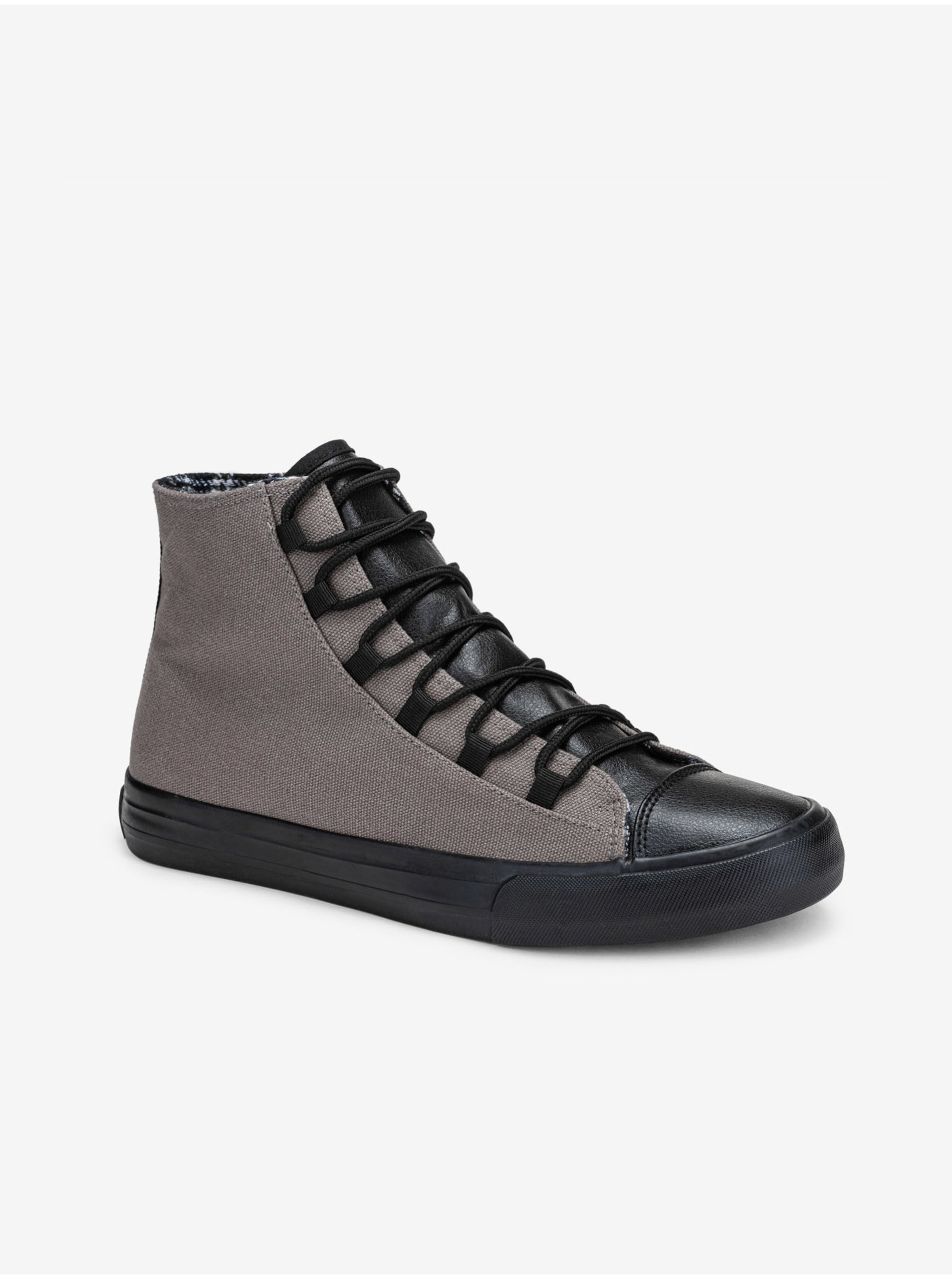 Levně Černo-šedé pánské sneakers boty Ombre Clothing T378