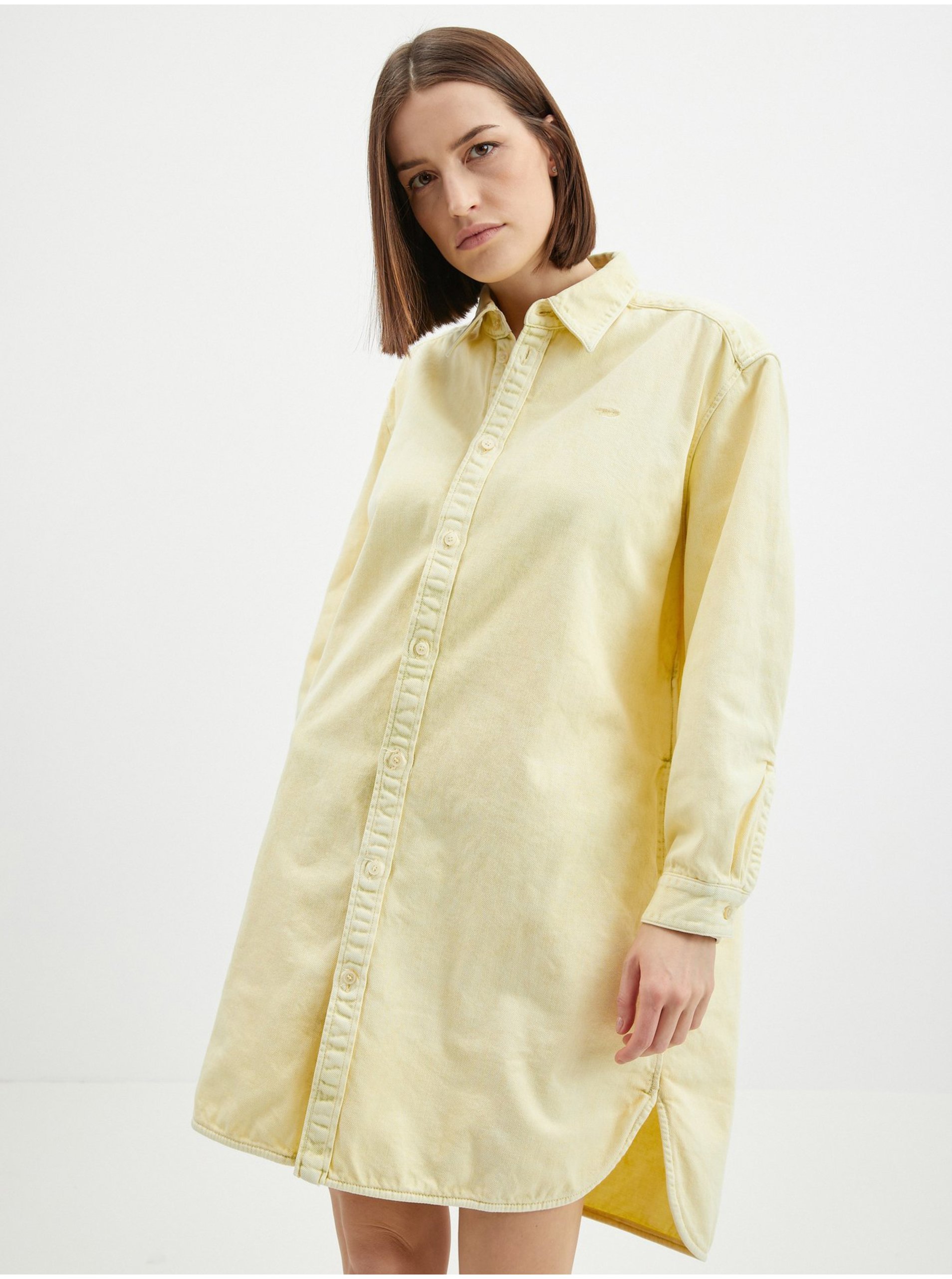 E-shop Žluté dámské džínové šaty Diesel