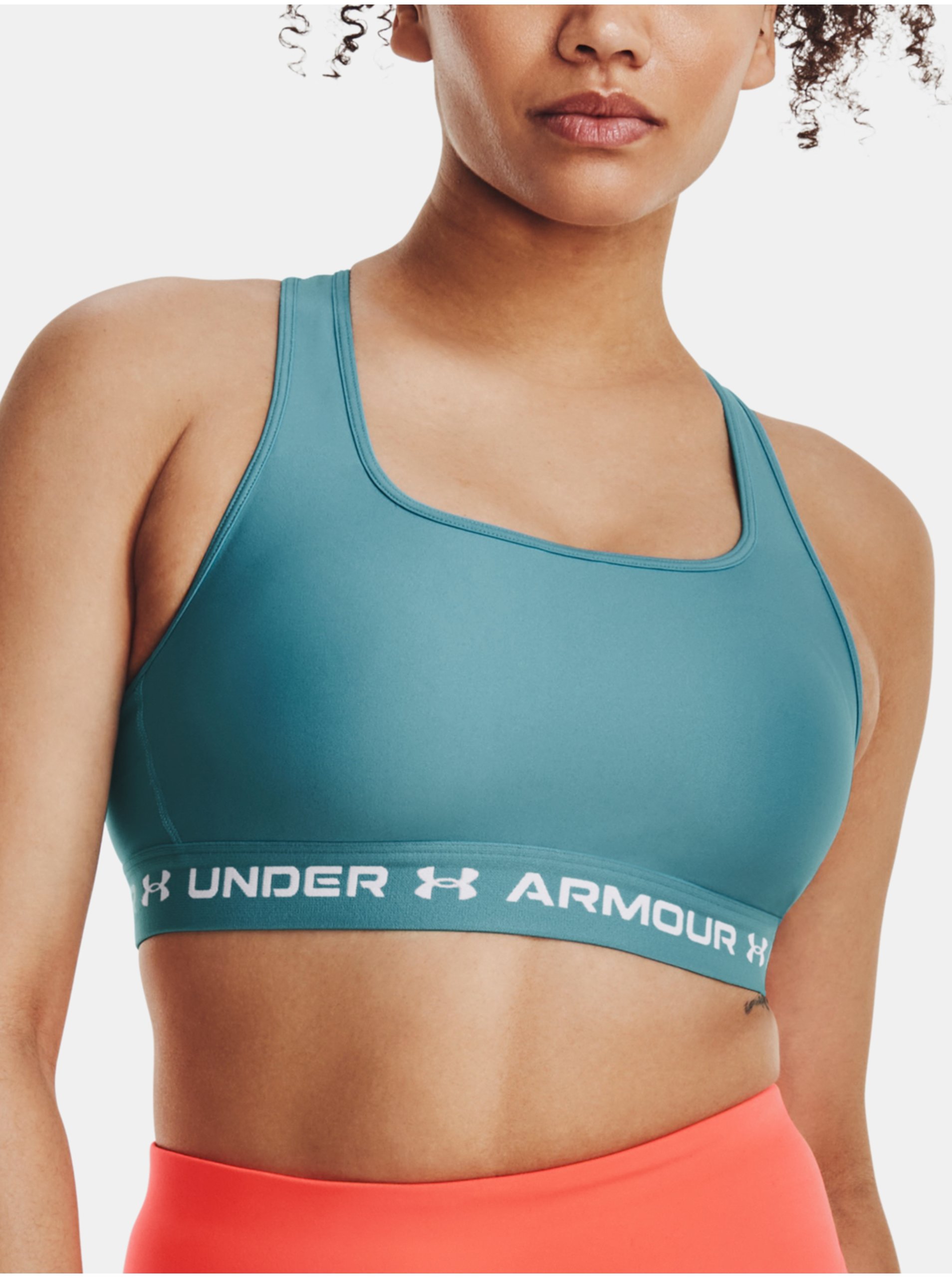 Levně Modrá sportovní podprsenka Under Armour UA Crossback Mid Bra