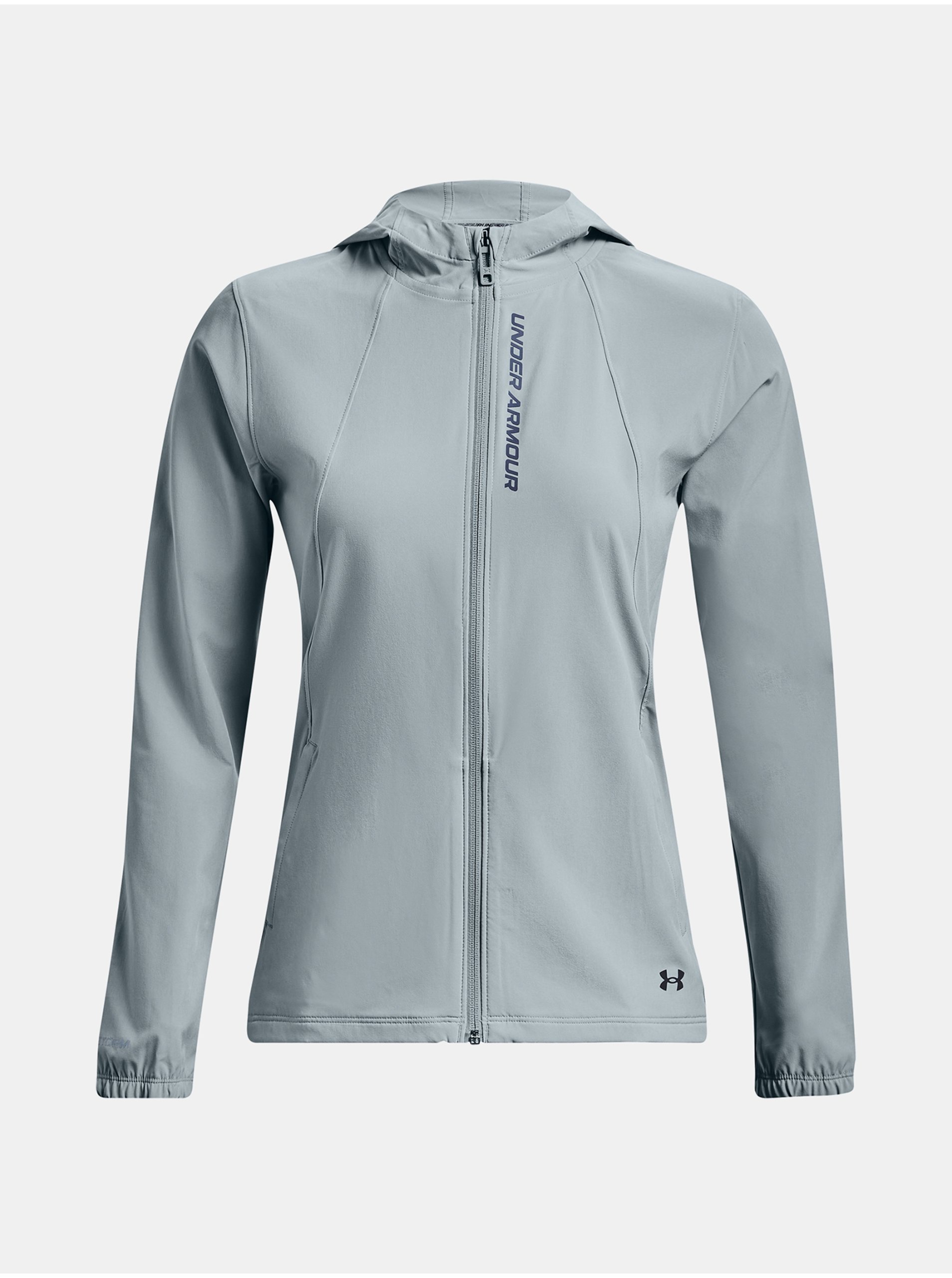 Levně Světle modrá sportovní bunda Under Armour UA OutRun the STORM Jacket