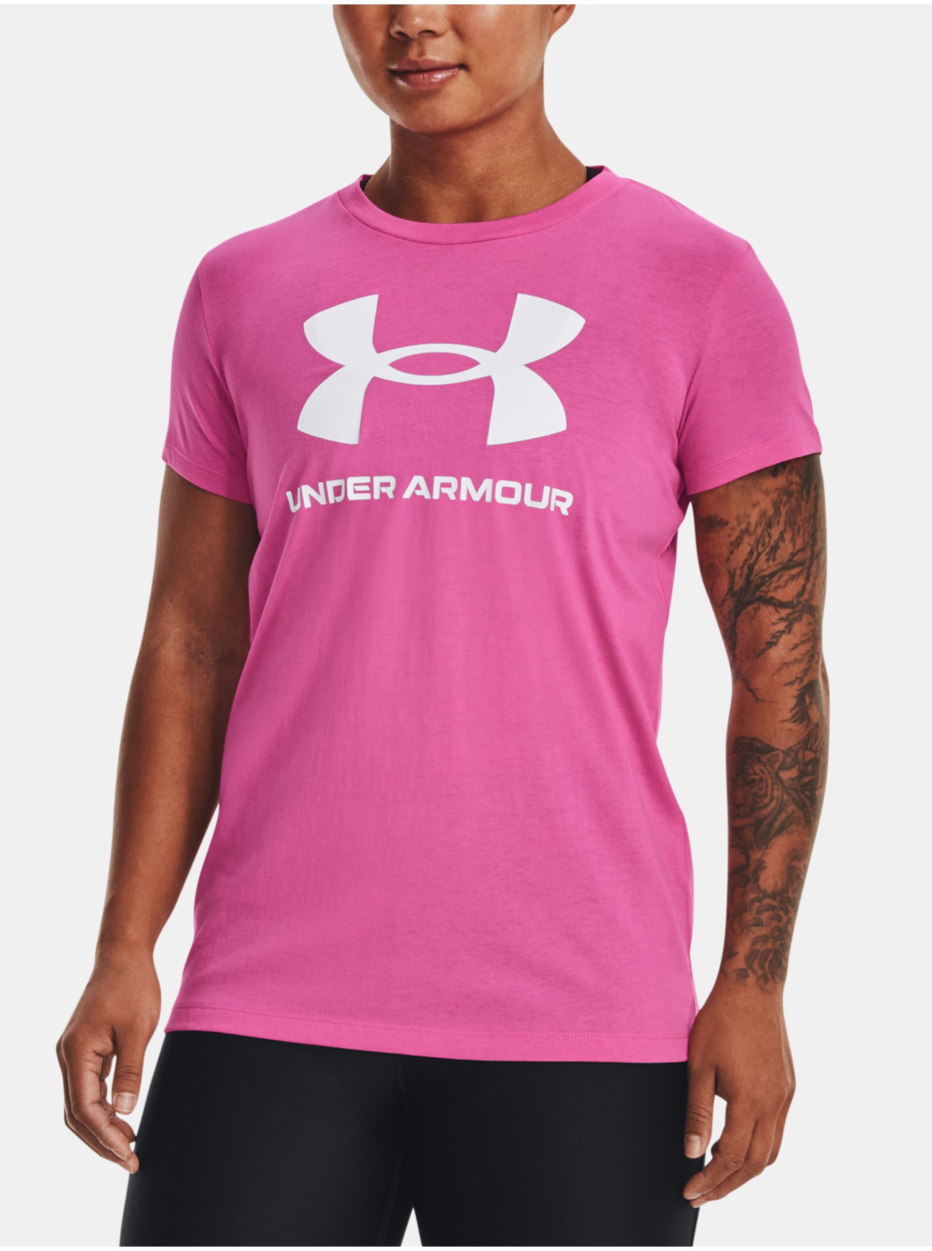 Levně Růžové sportovní tričko Under Armour UA W SPORTSTYLE LOGO SS
