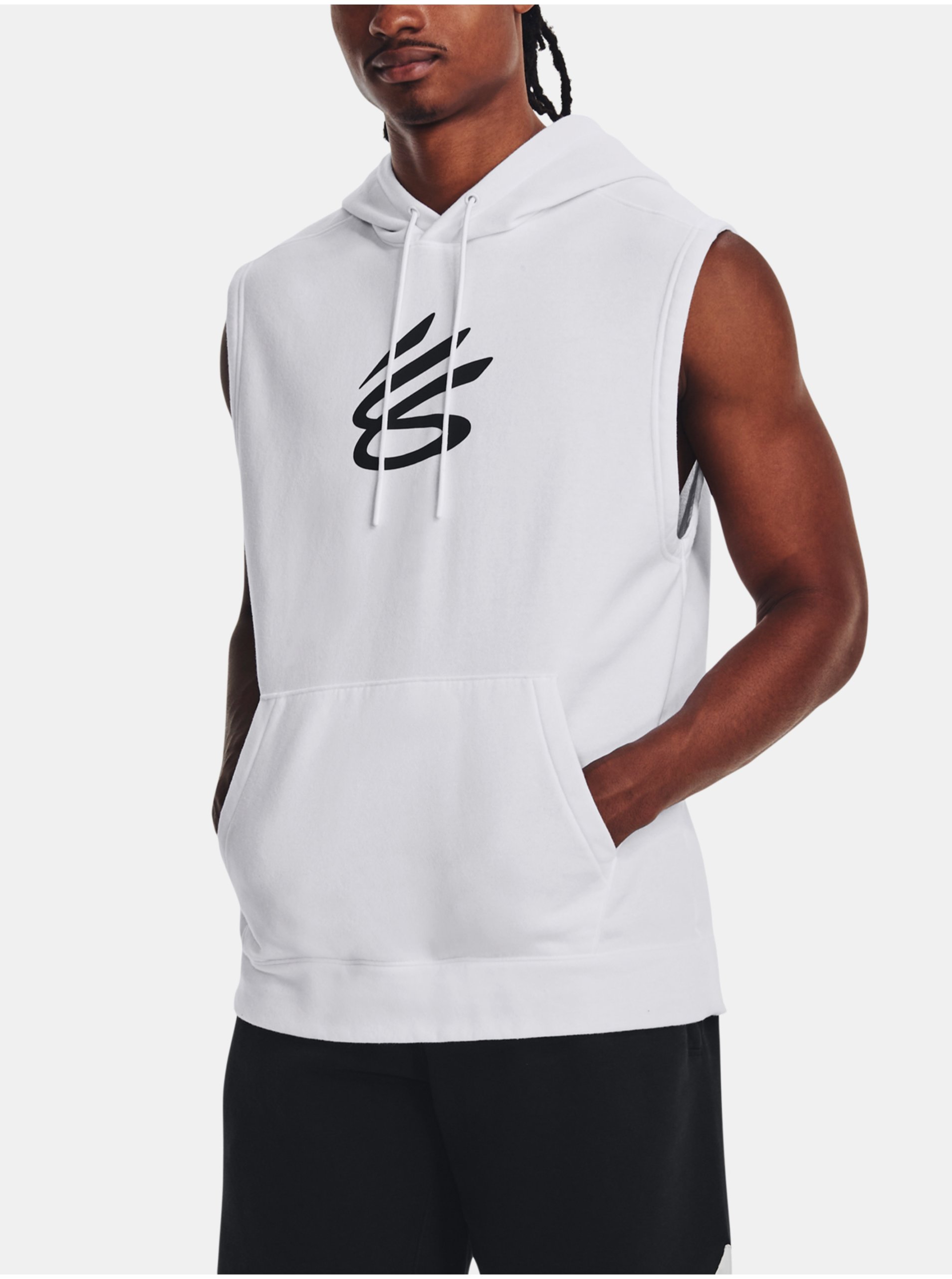 Levně Bílá mikina Under Armour Curry Fleece SLVLS Hoodie