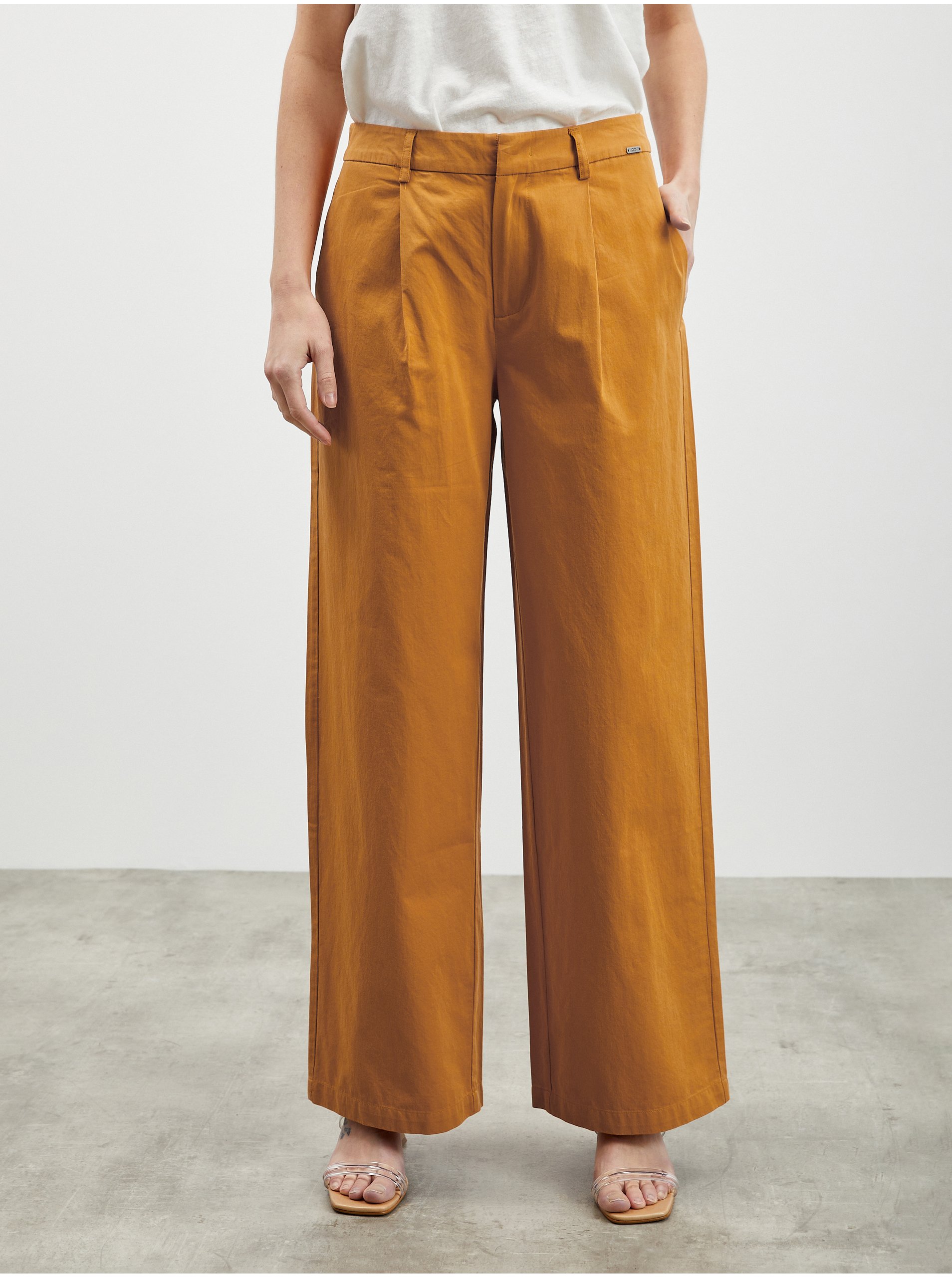 E-shop Oranžové dámské široké kalhoty ZOOT.lab Tersita