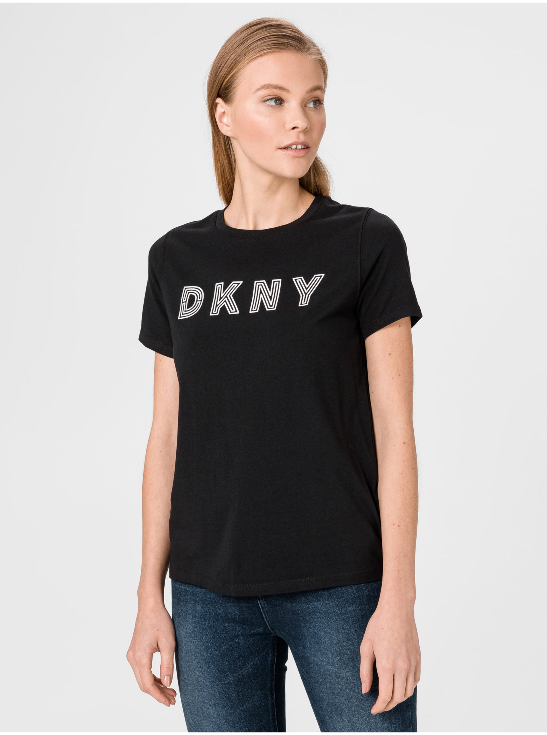 Lacno Tričká s krátkym rukávom pre ženy DKNY - čierna