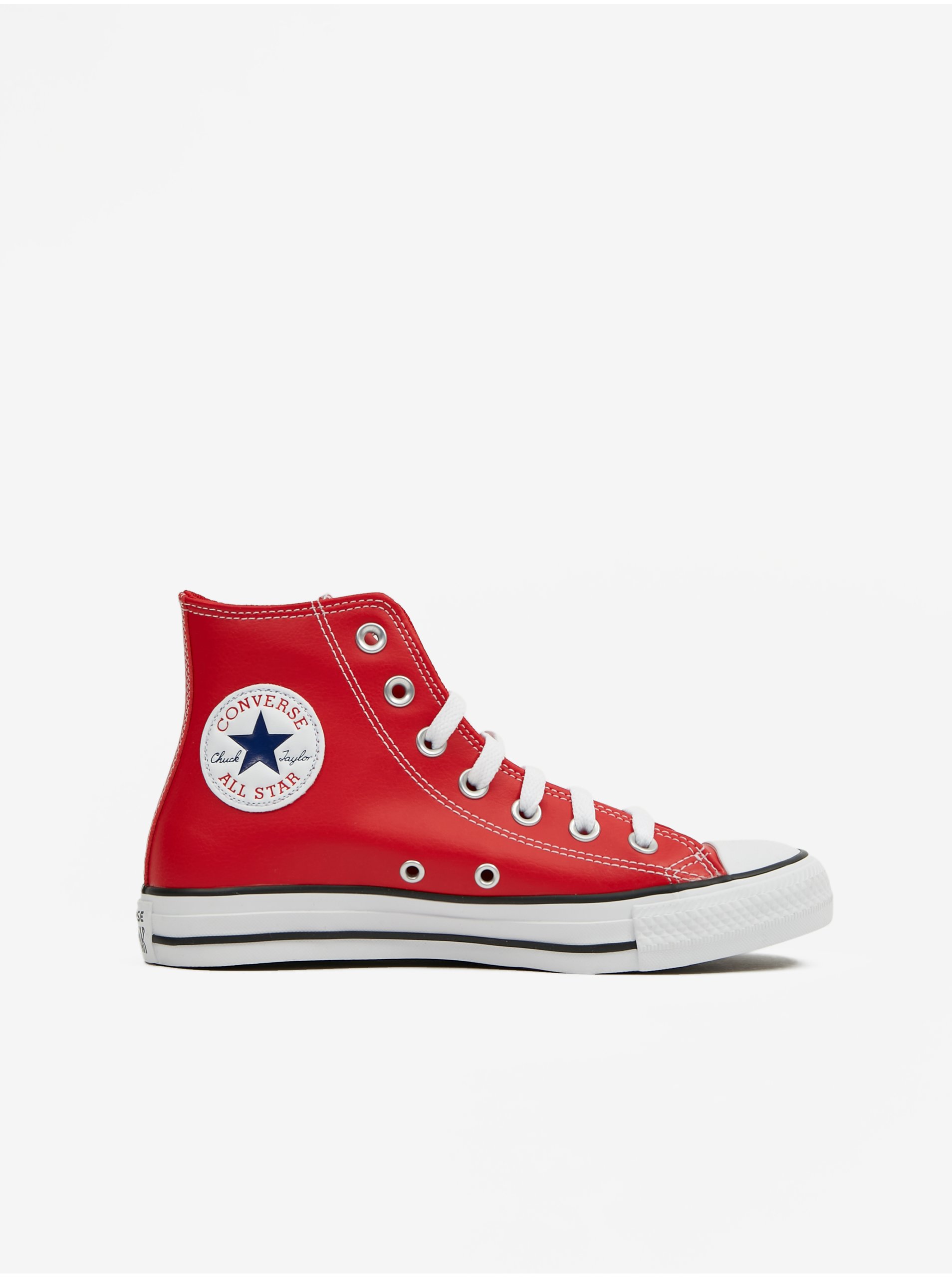E-shop Červené kotníkové koženkové tenisky Converse Chuck Taylor All Star