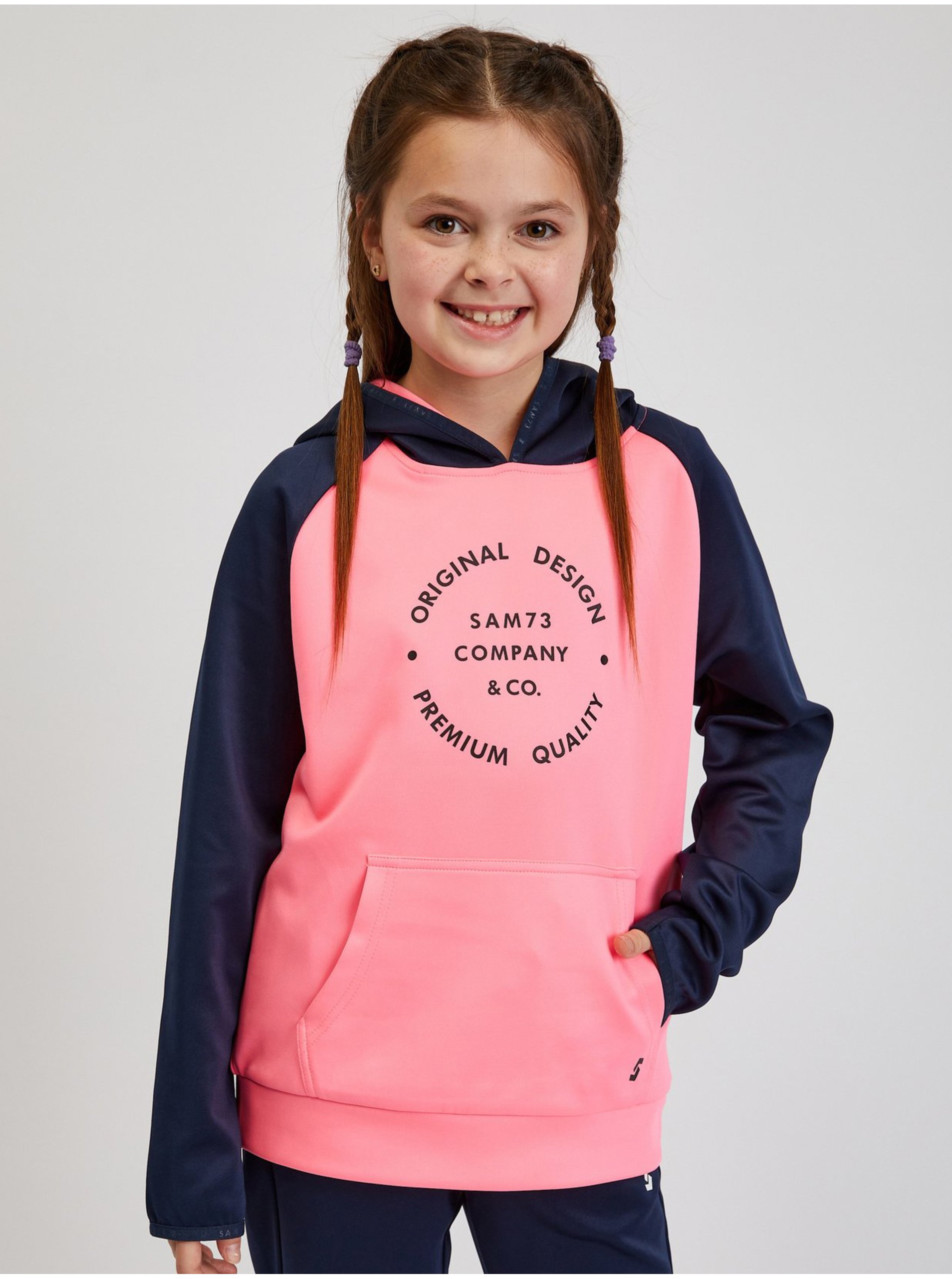 E-shop Modro-růžová holčičí mikina s kapucí SAM73 Draco