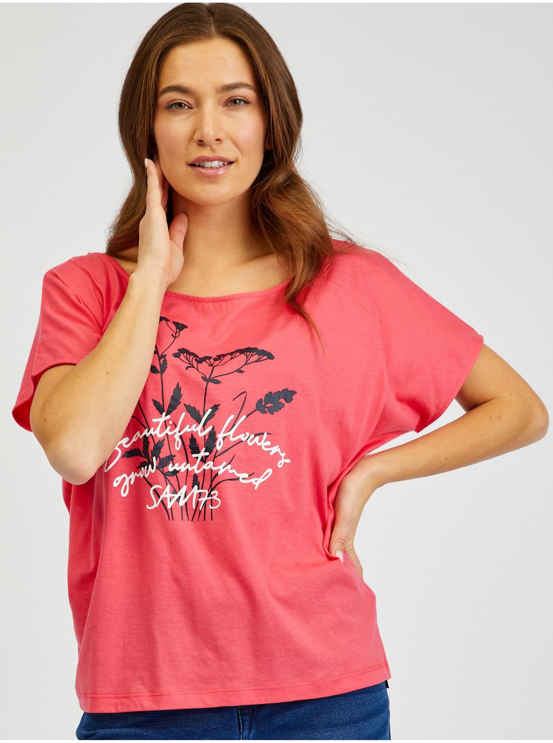 Levně Korálové dámské tričko s potiskem SAM73 Circinus