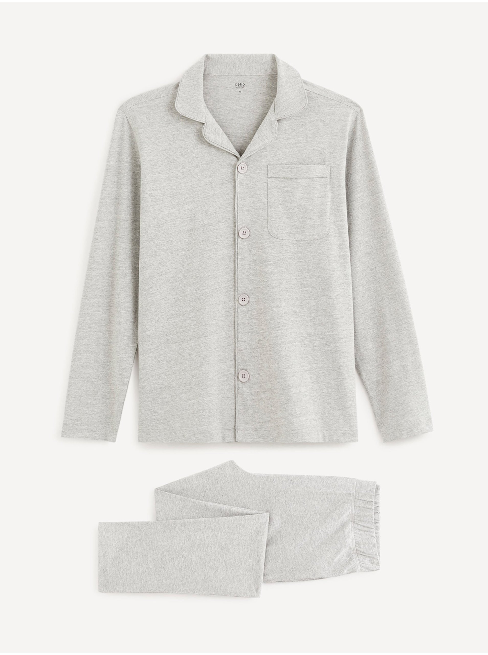 E-shop Světle šedé pánské pyžamo Celio Dijersey