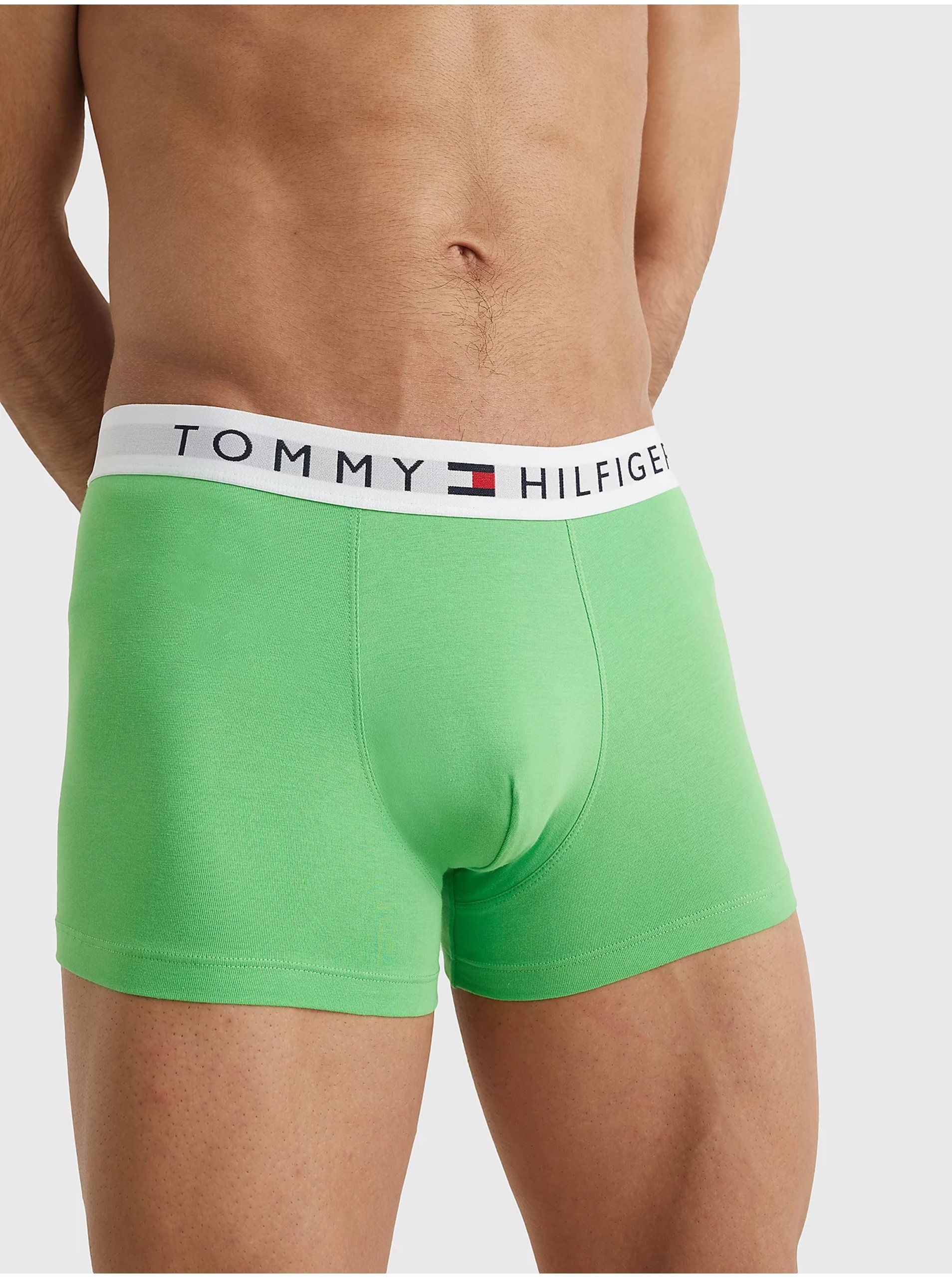 Levně Světle zelené pánské boxerky Tommy Hilfiger Underwear