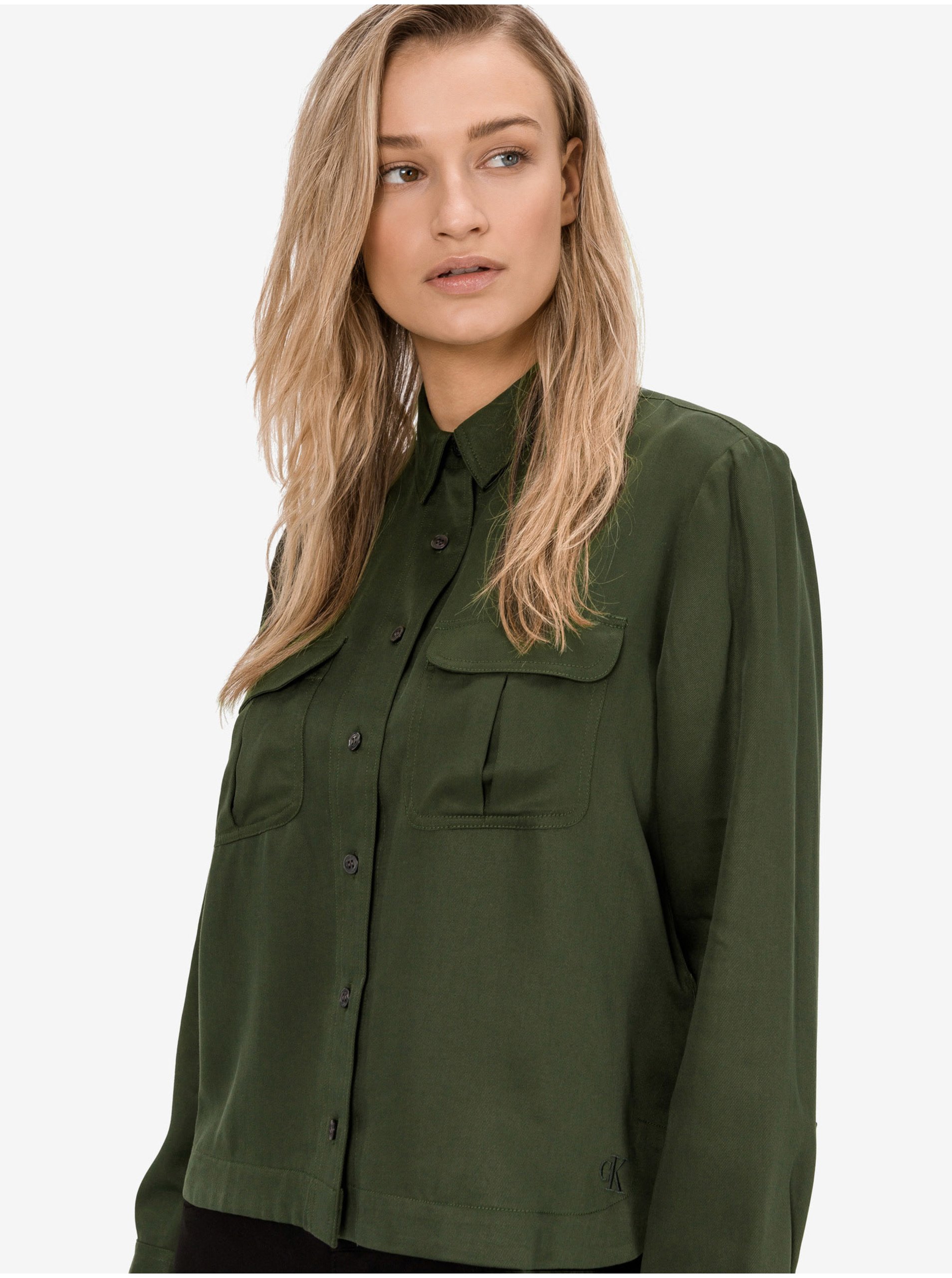 Levně Zelená dámská košile Calvin Klein Jeans Utility