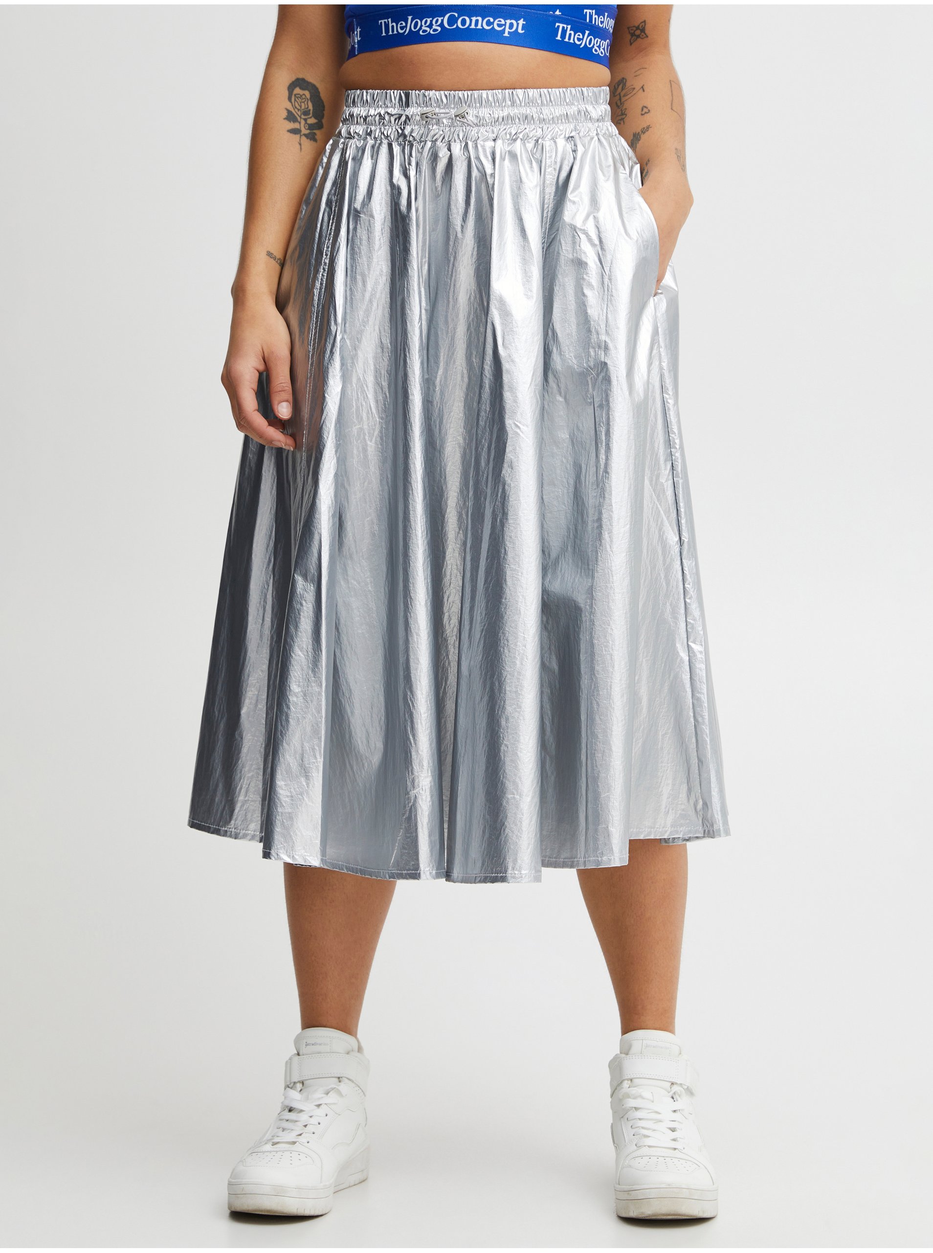 Levně Dámská sukně ve stříbrné barvě The Jogg Concept