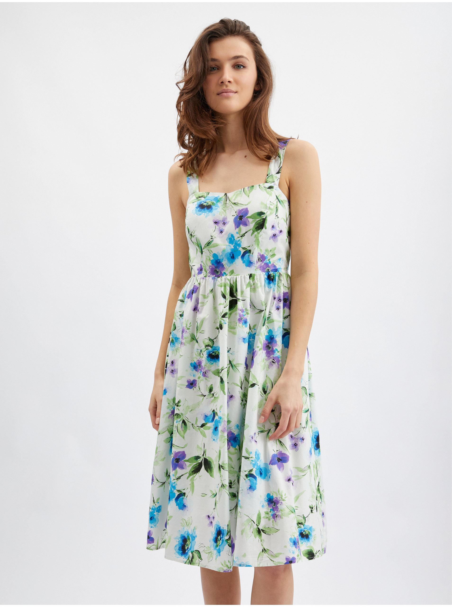 E-shop Modro-krémové dámské květované šaty ORSAY