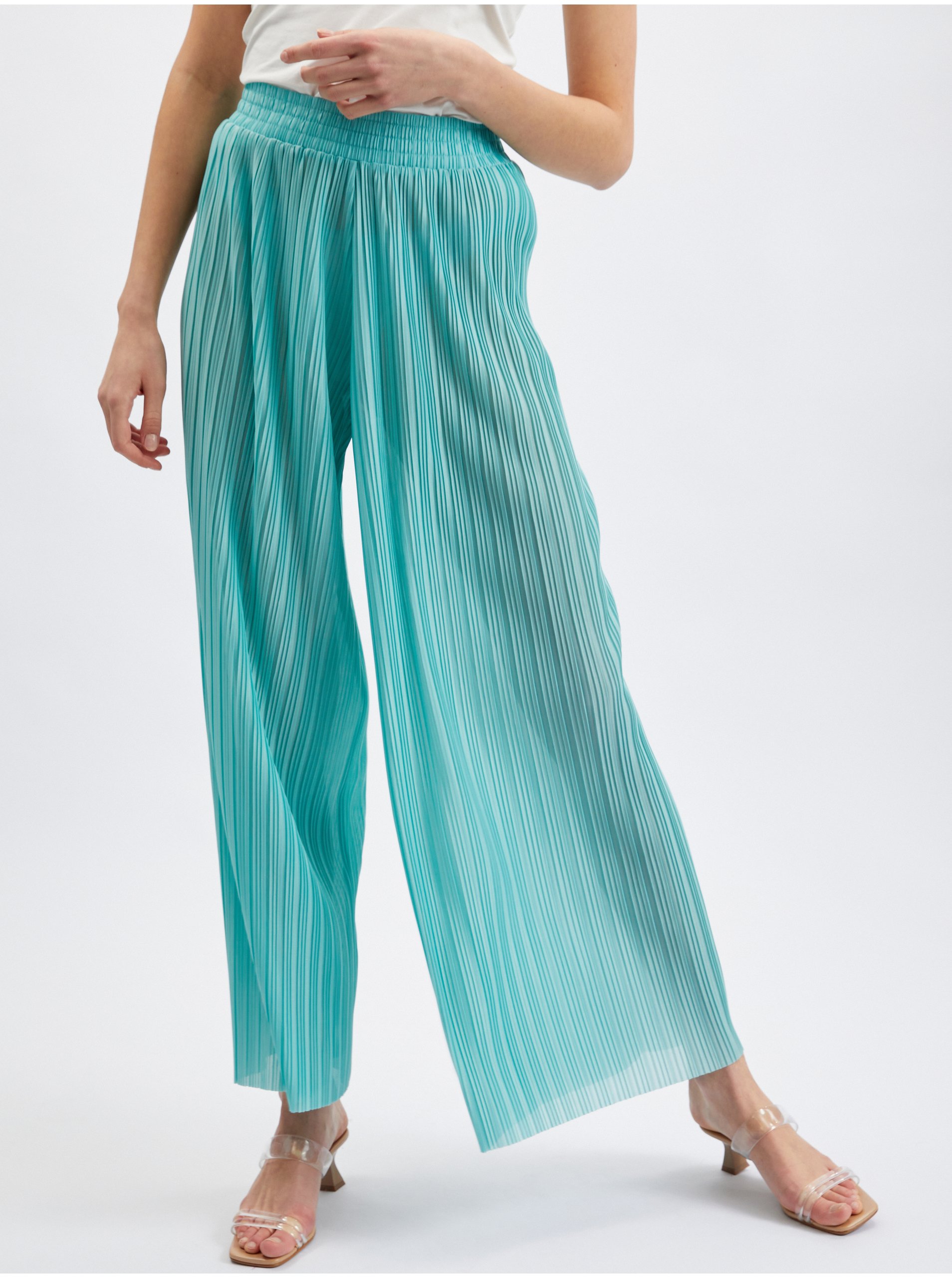 E-shop Tyrkysové dámské široké kalhoty ORSAY