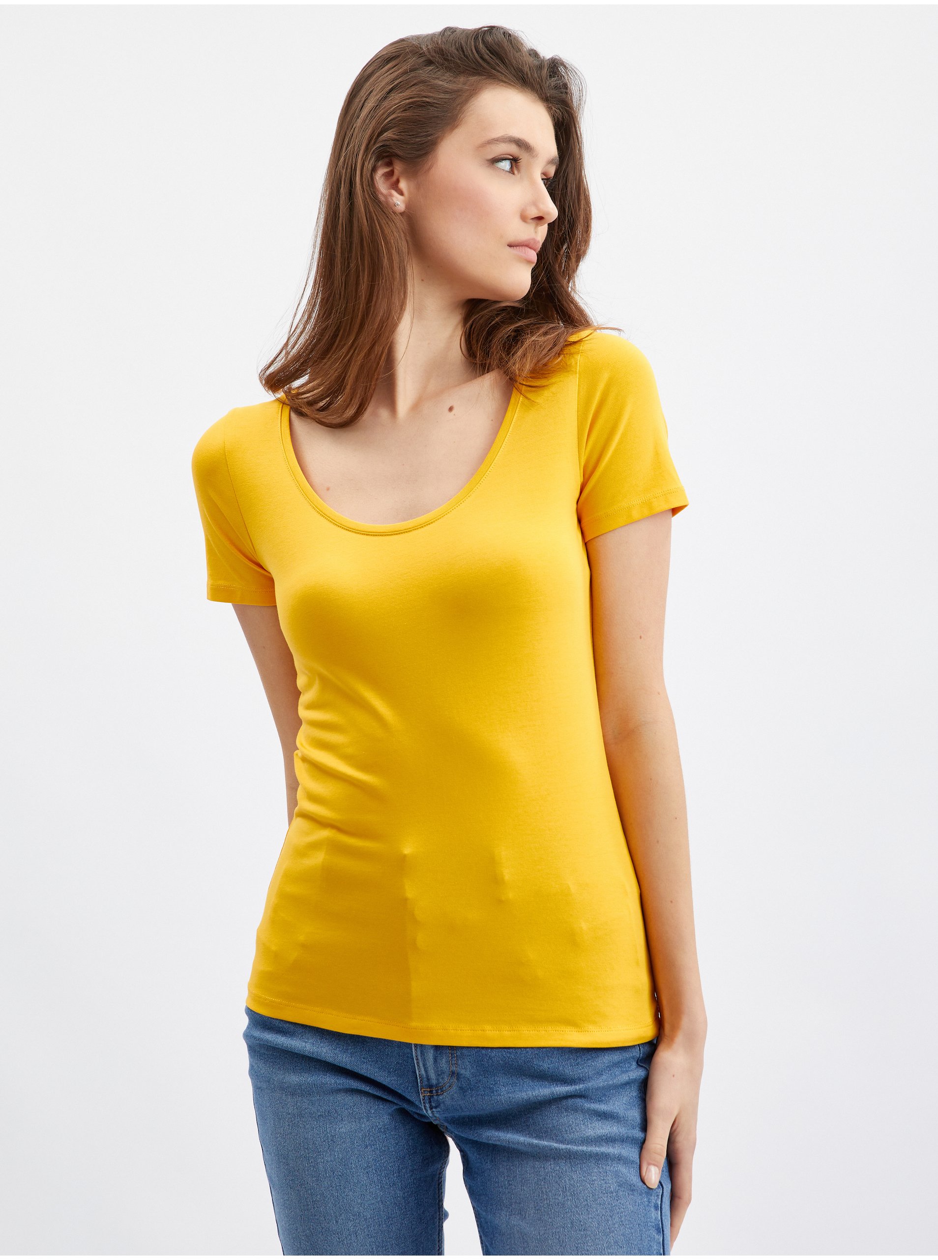 Levně Žluté dámské basic tričko ORSAY