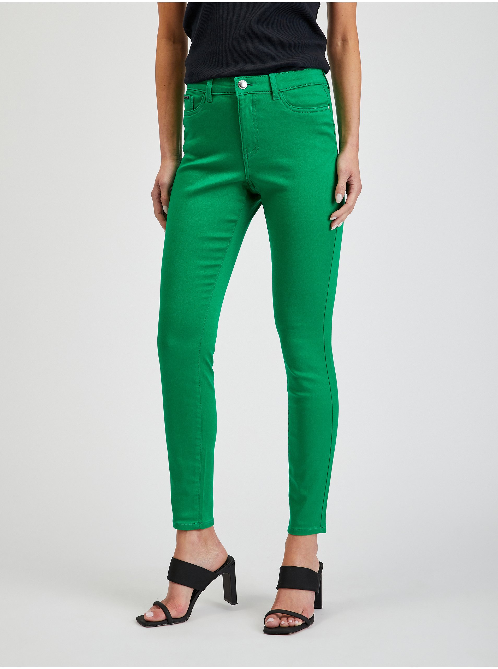 Levně Zelené dámské skinny fit kalhoty ORSAY Paulina