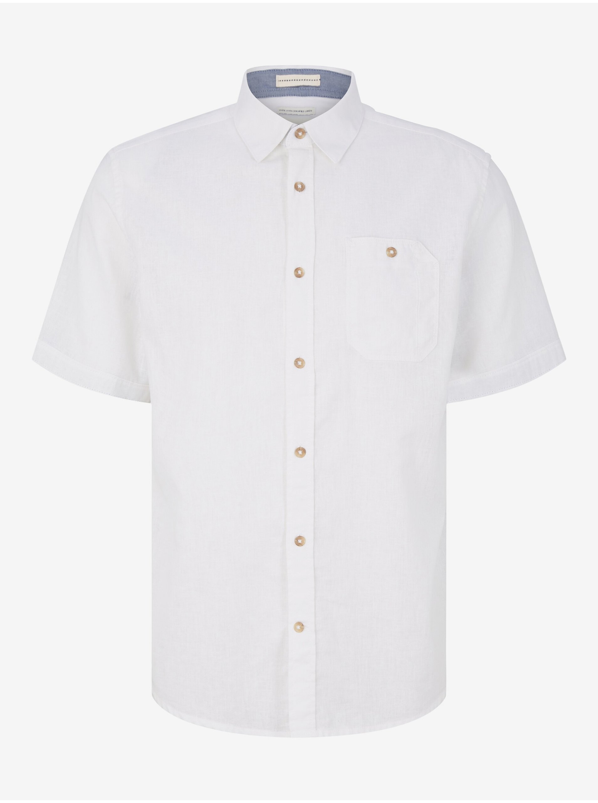 Levně Bílá pánská lněná košile Tom Tailor