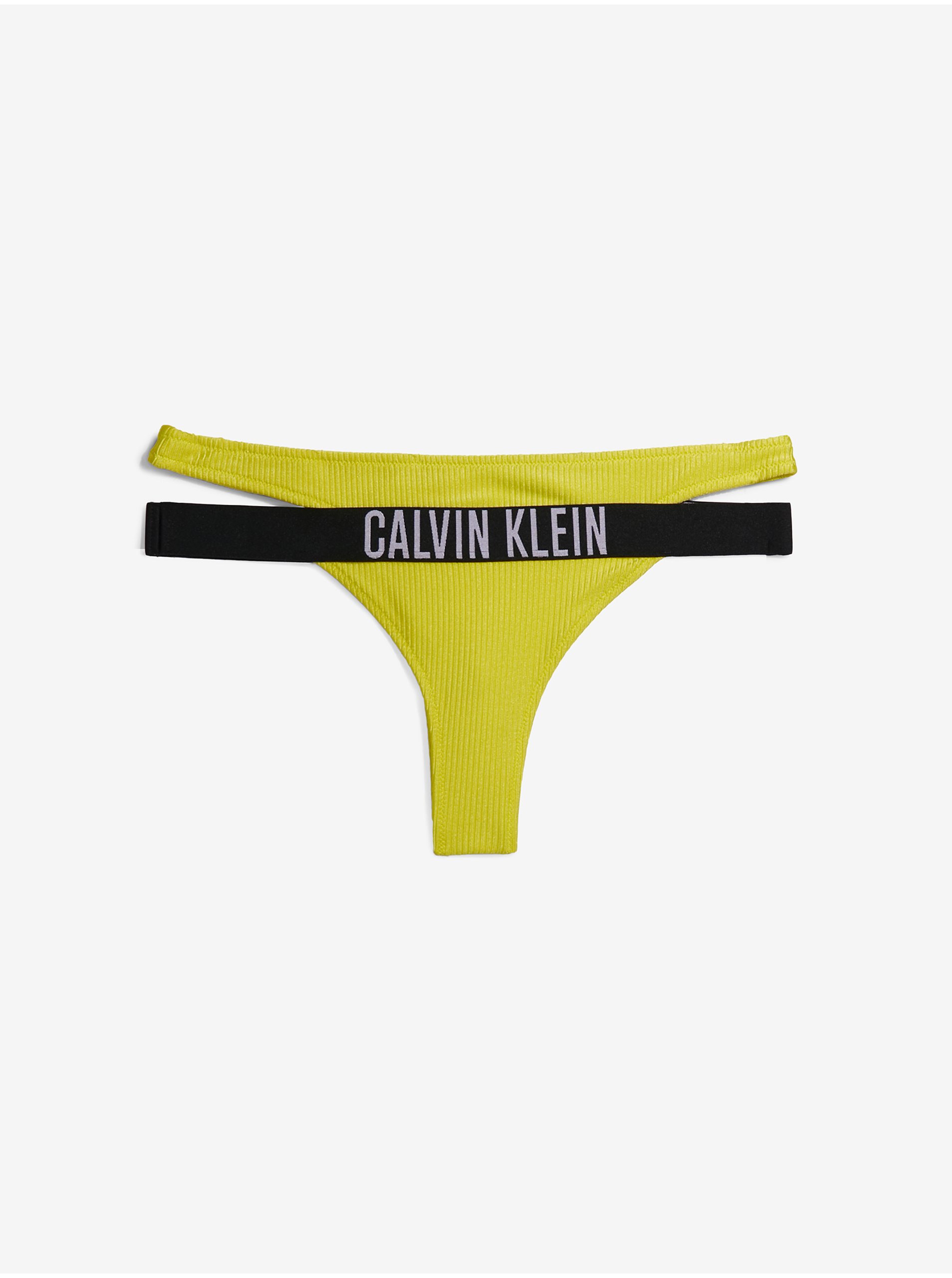 Levně Žlutý dámský spodní díl plavek Calvin Klein Underwear