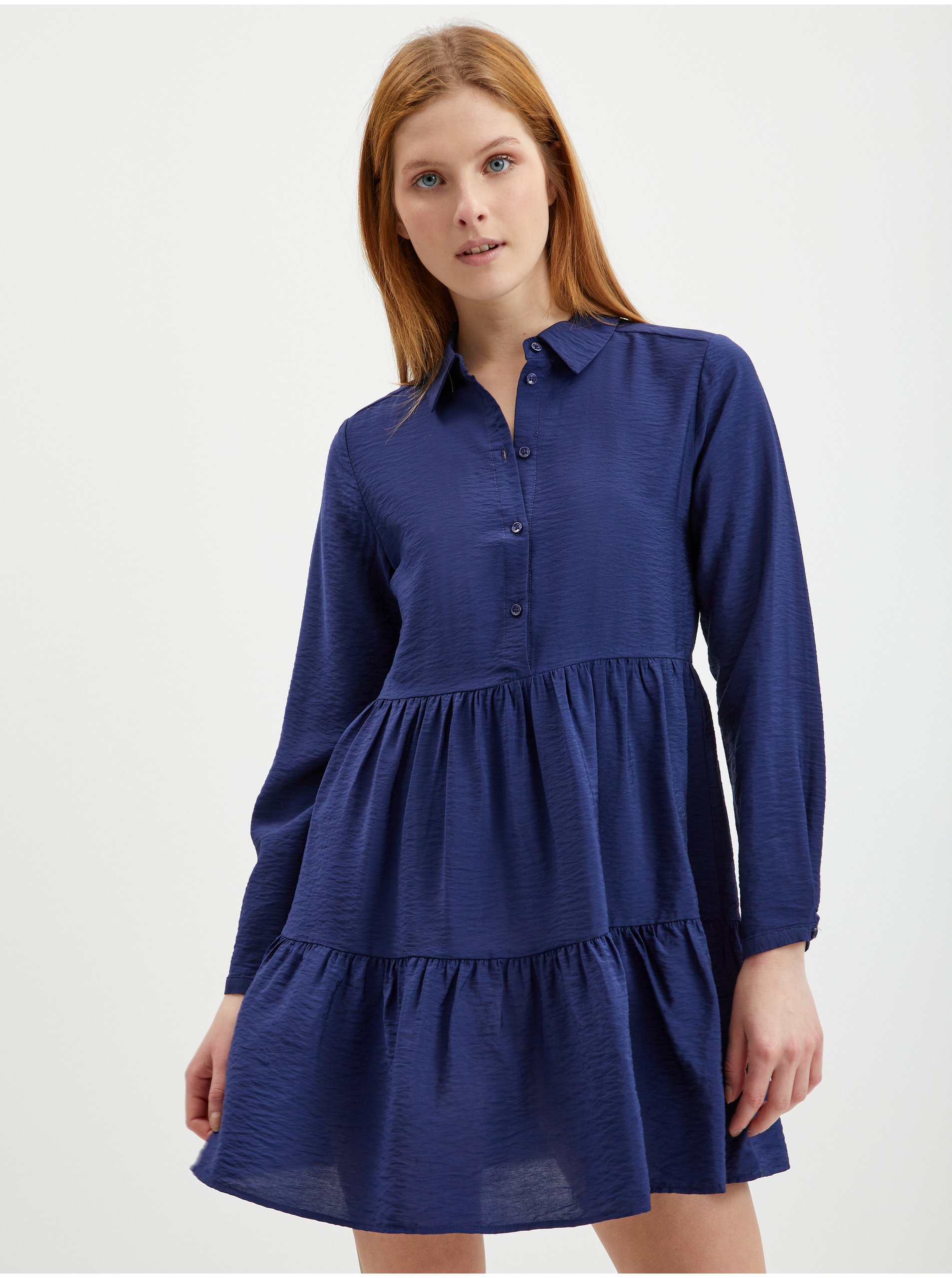 E-shop Tmavě modré dámské košilové šaty ONLY Sandy