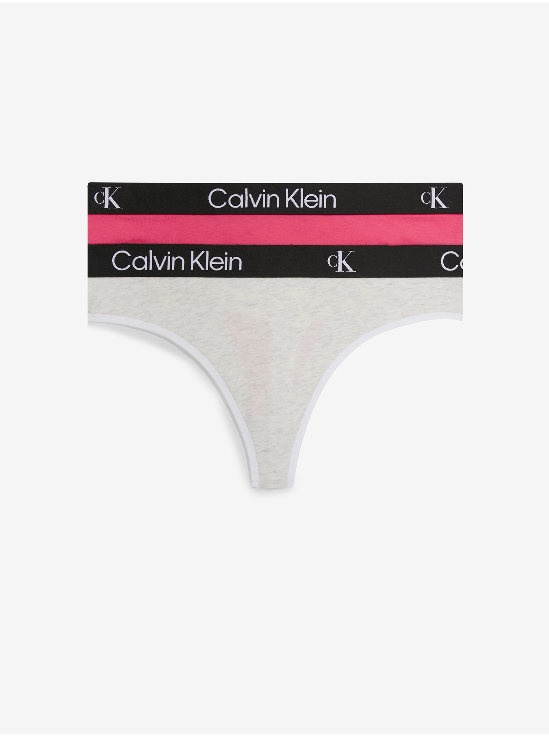 E-shop Sada dvou dámských tang v tmavě růžové a světle šedé barvě Calvin Klein Underwear