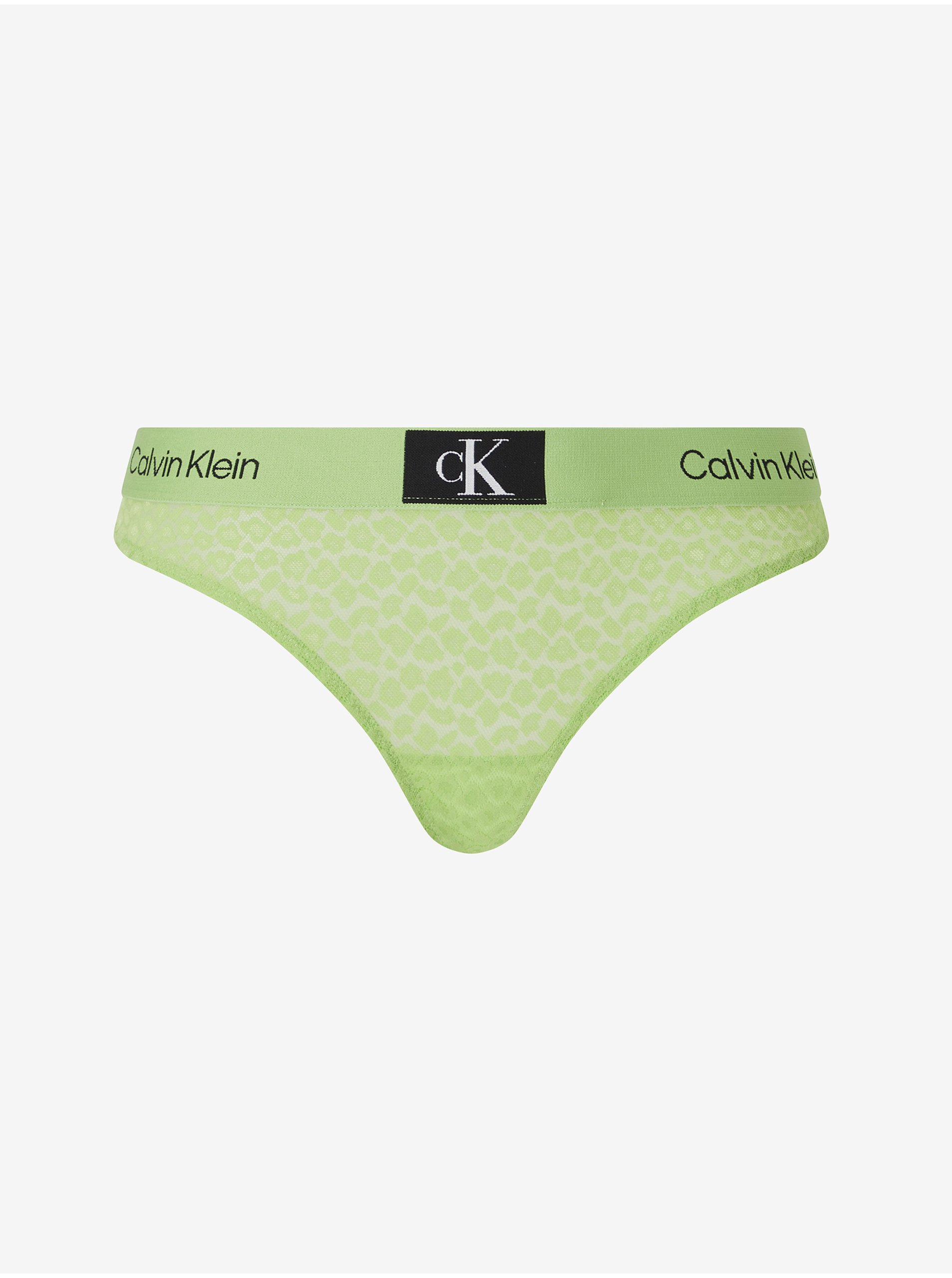 Levně Světle zelená dámská tanga Calvin Klein Underwear