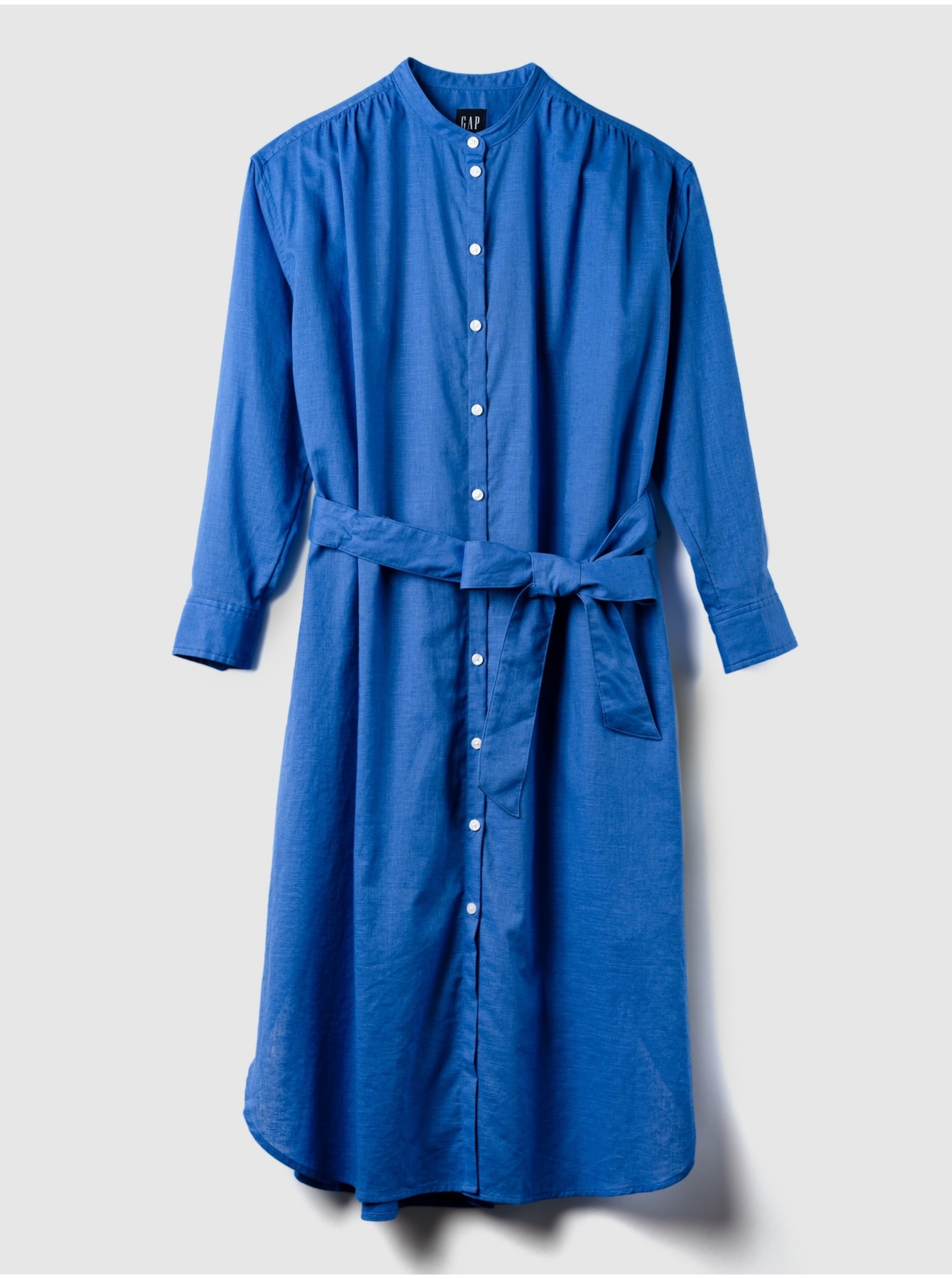 Lacno Modré dámske košeľové midi šaty GAP