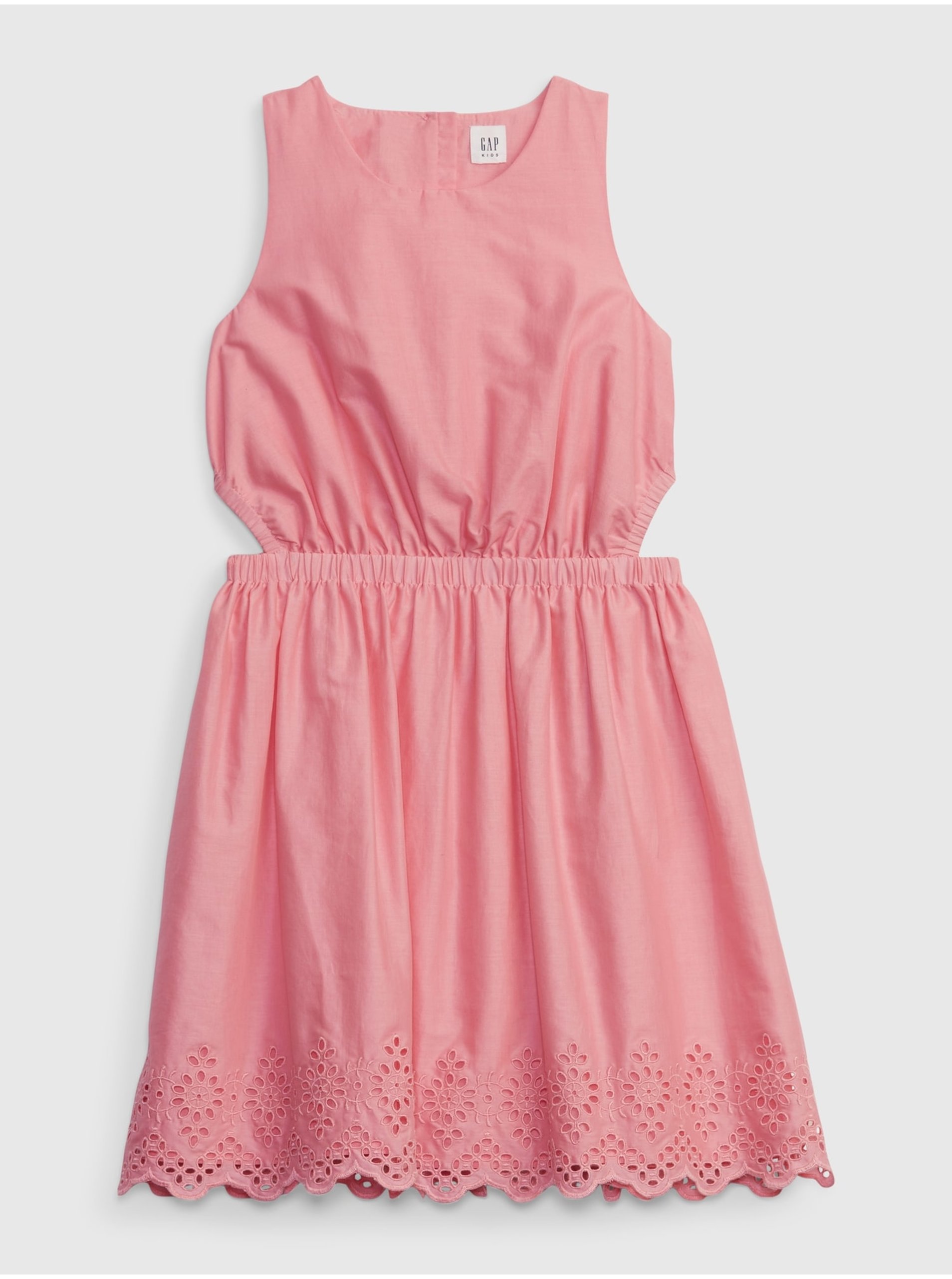 Lacno Ružové dievčenské šaty s madeirou GAP