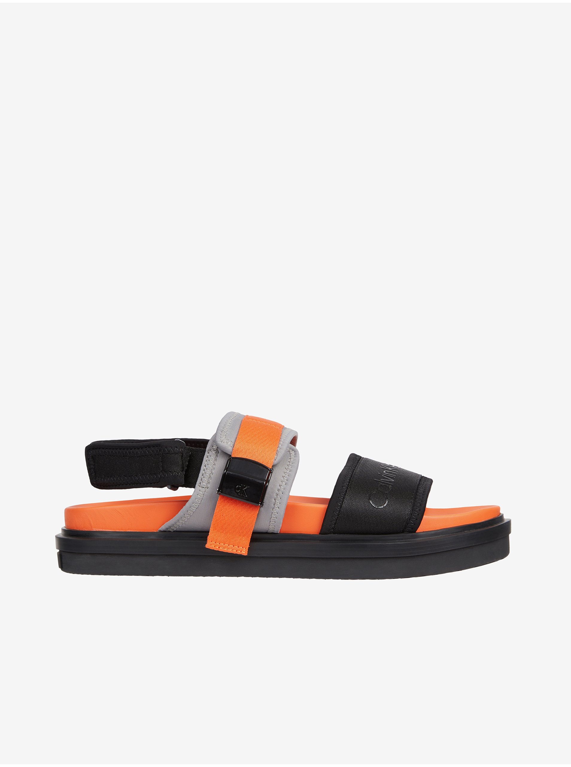 Levně Oranžovo-černé pánské sandále Calvin Klein Jeans