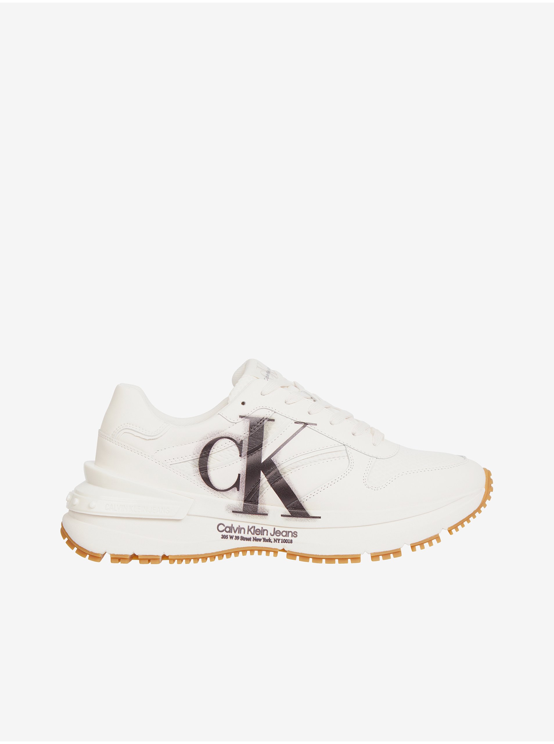 E-shop Bílé pánské kožené tenisky Calvin Klein Jeans