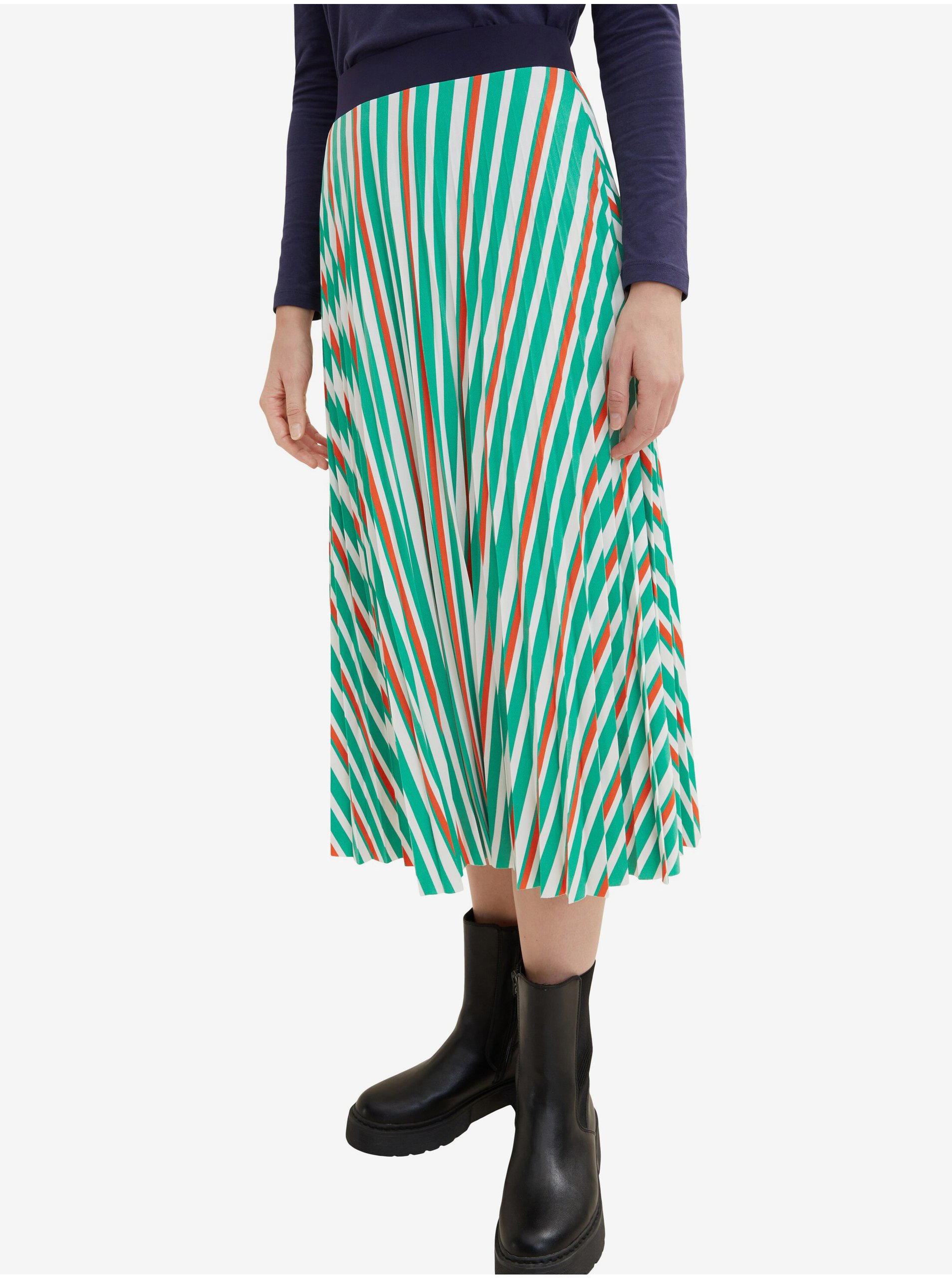 E-shop Světle zelená dámská plisovaná midi sukně Tom Tailor