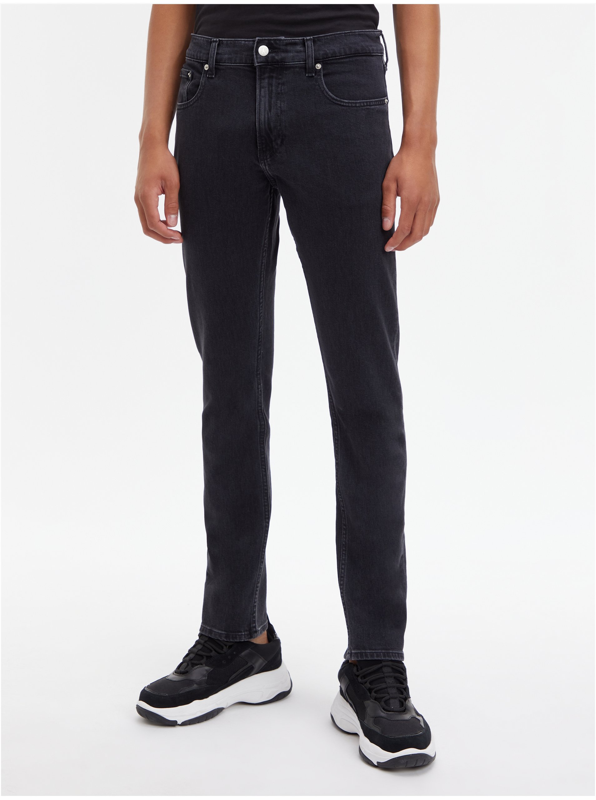 Levně Černé pánské straight fit džíny Calvin Klein Jeans