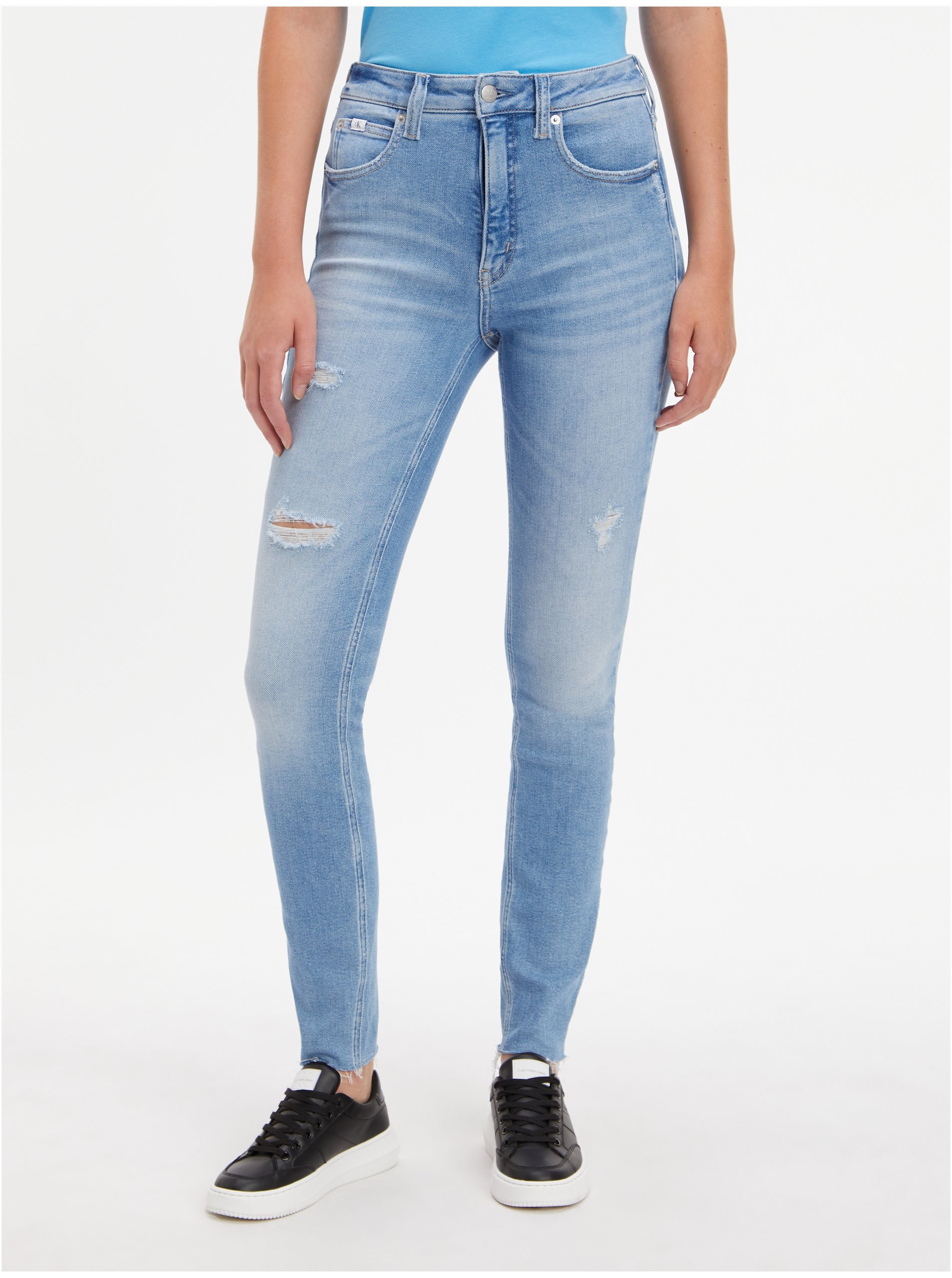 Levně Světle modré dámské skinny fit džíny Calvin Klein Jeans