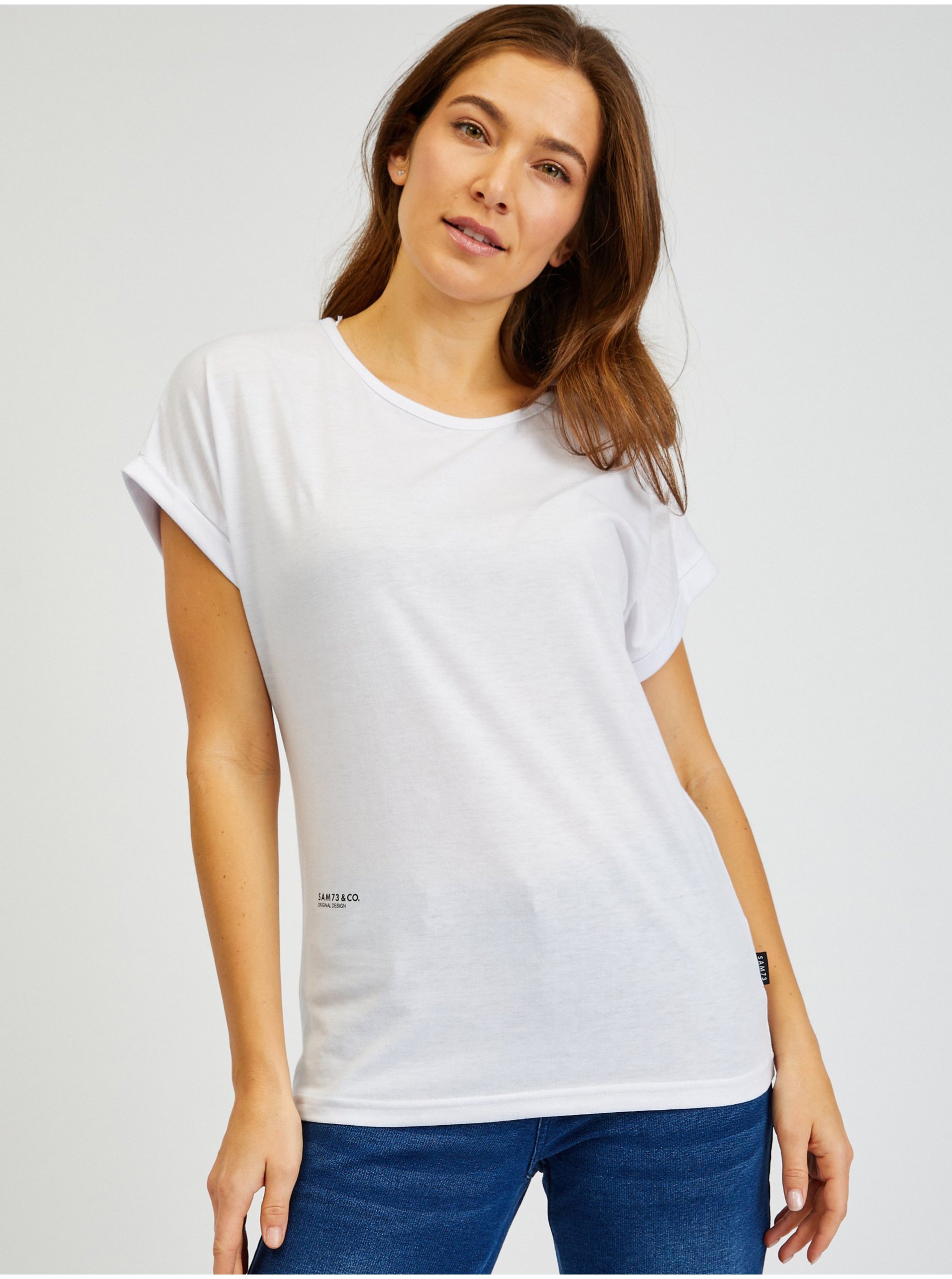 Levně Bílé dámské tričko SAM73 Dorado