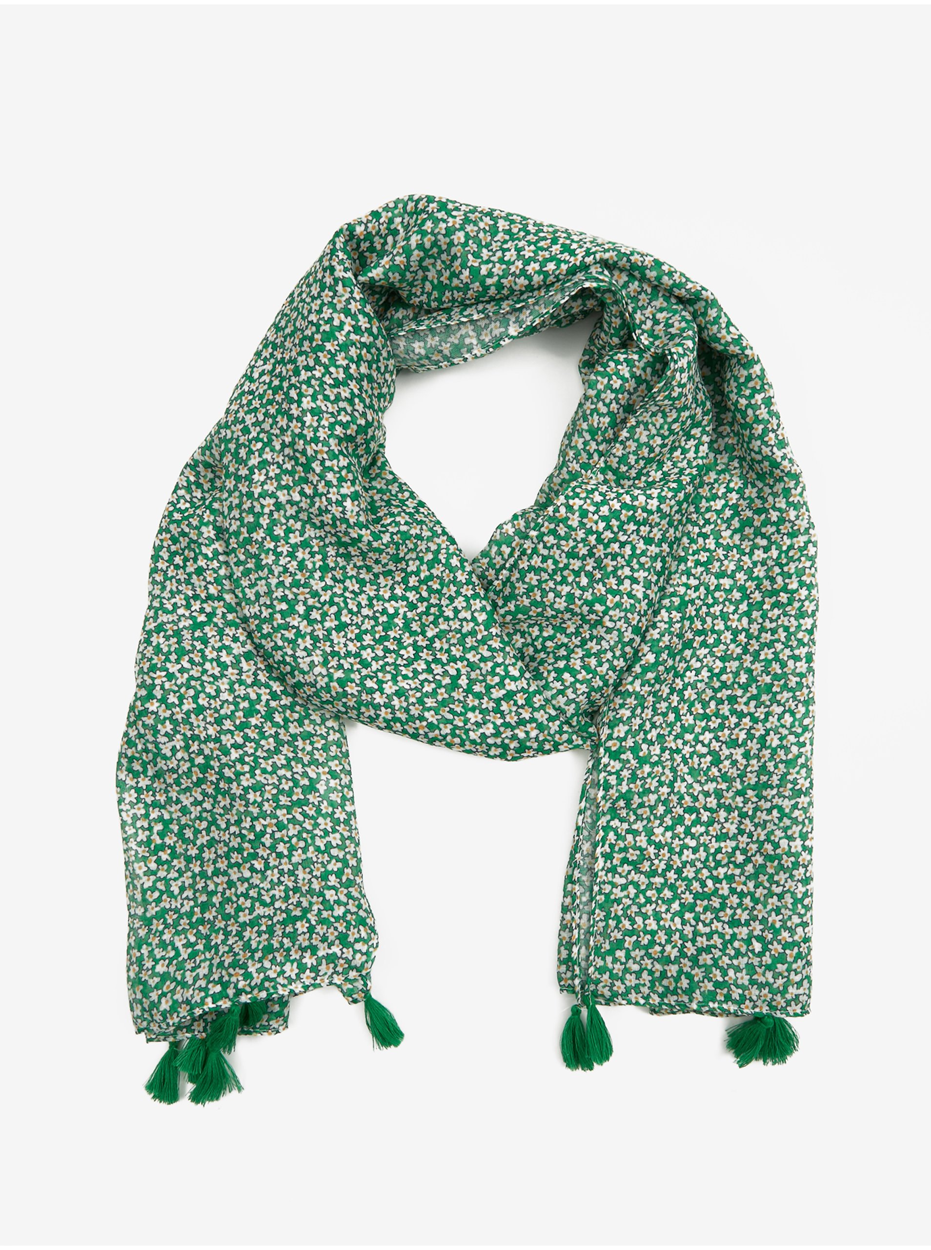 Levně Zelený dámský květovaný šátek ORSAY