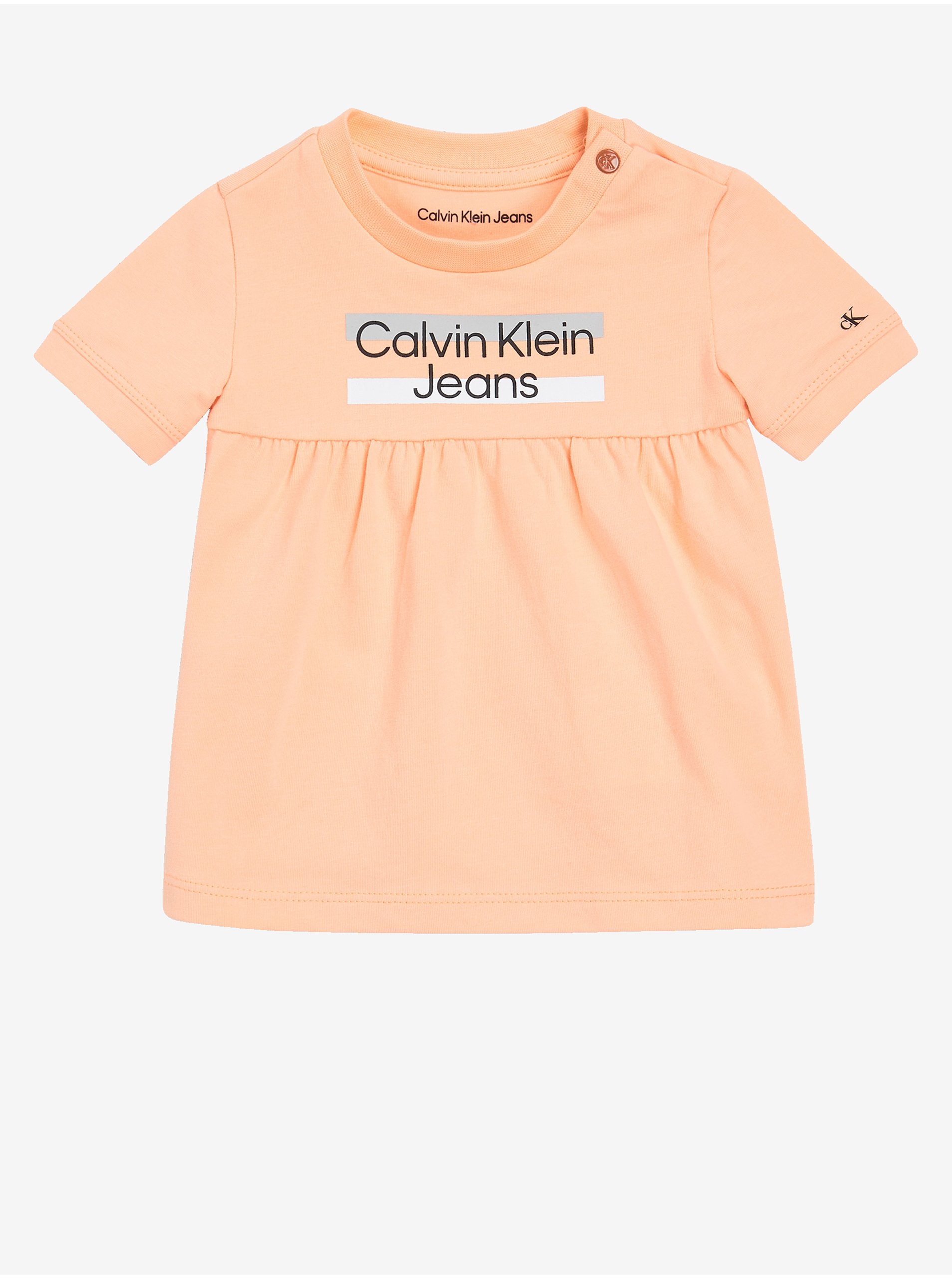 Levně Oranžové holčičí šaty Calvin Klein Jeans