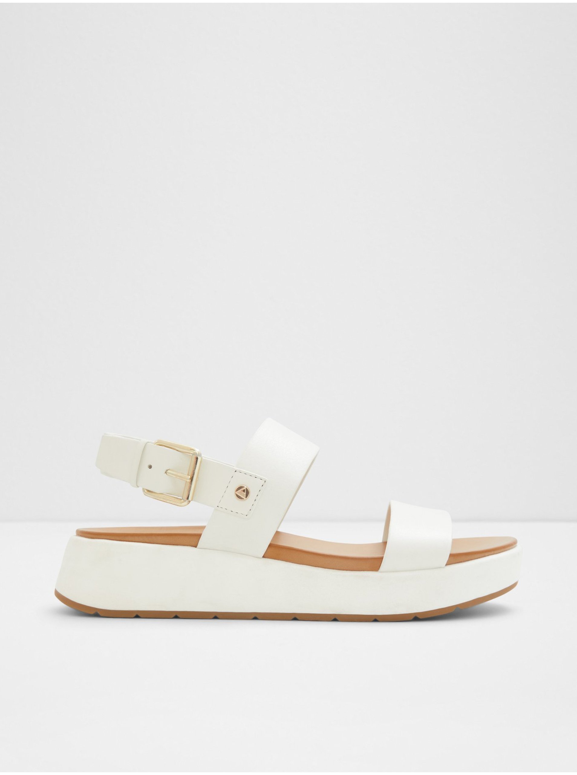 Levně Bílé dámské kožené sandály na platformě ALDO Silyia