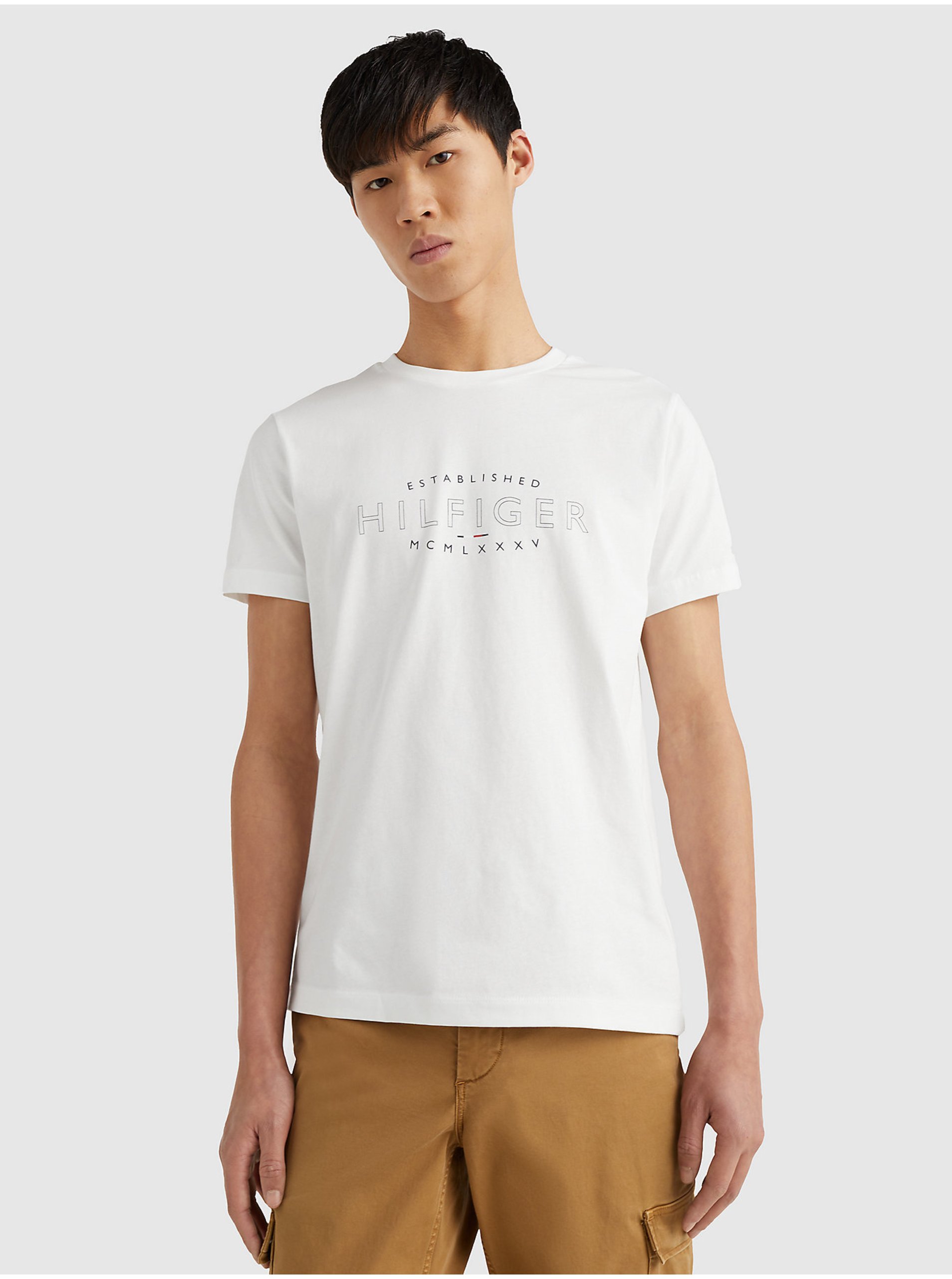 E-shop Biele pánske tričko Tommy Hilfiger Curve