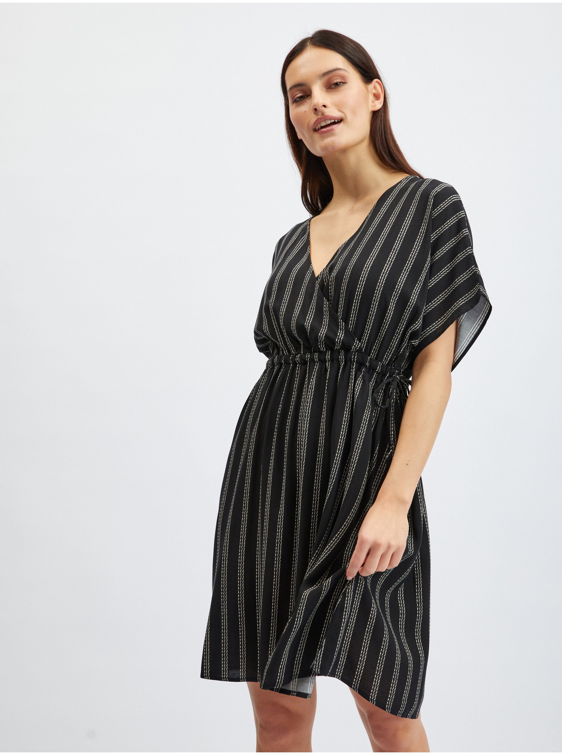 E-shop Černé dámské pruhované šaty ORSAY