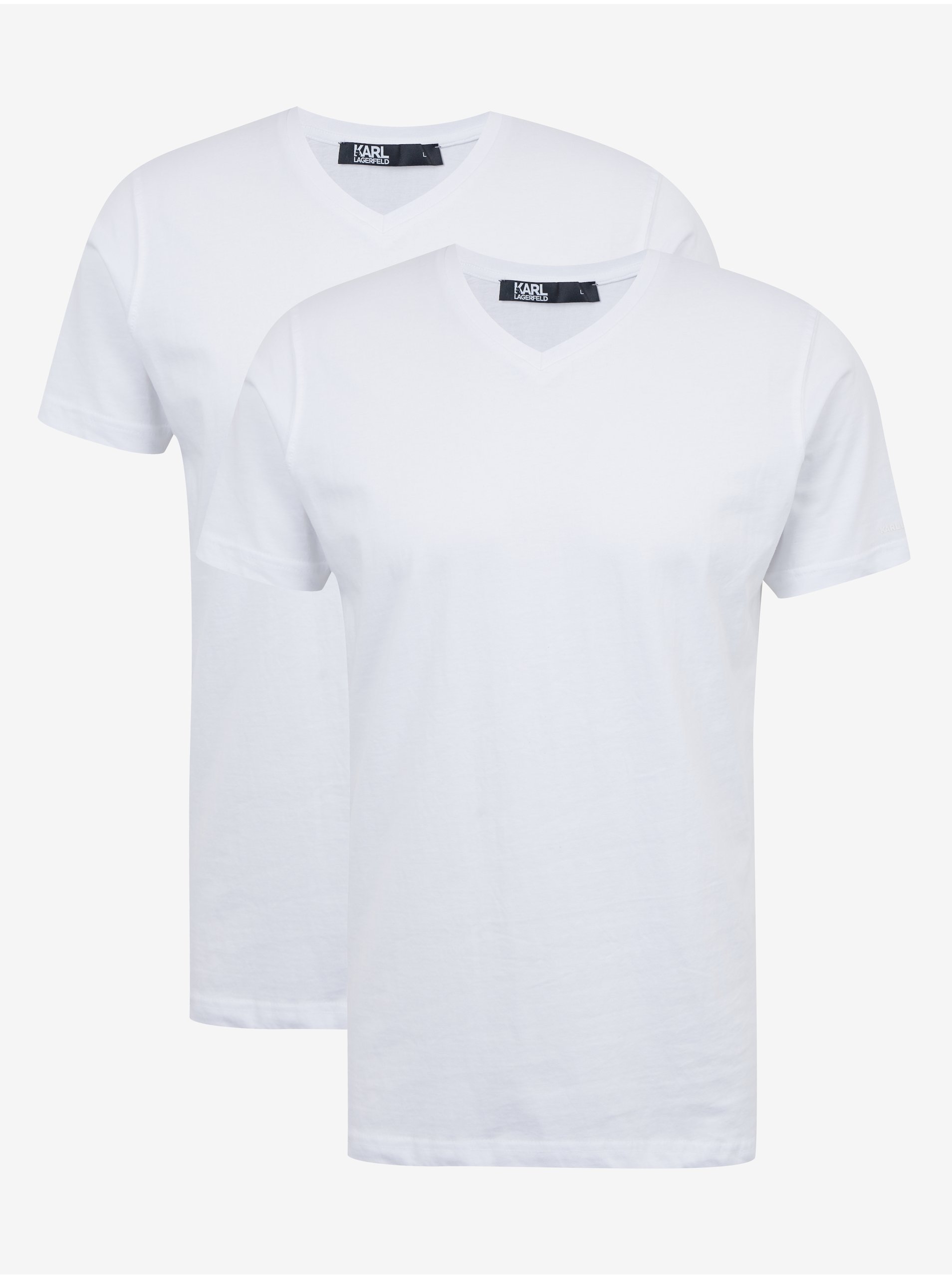 Lacno Súprava dvoch pánskych basic tričiek v bielej farbe KARL LAGERFELD