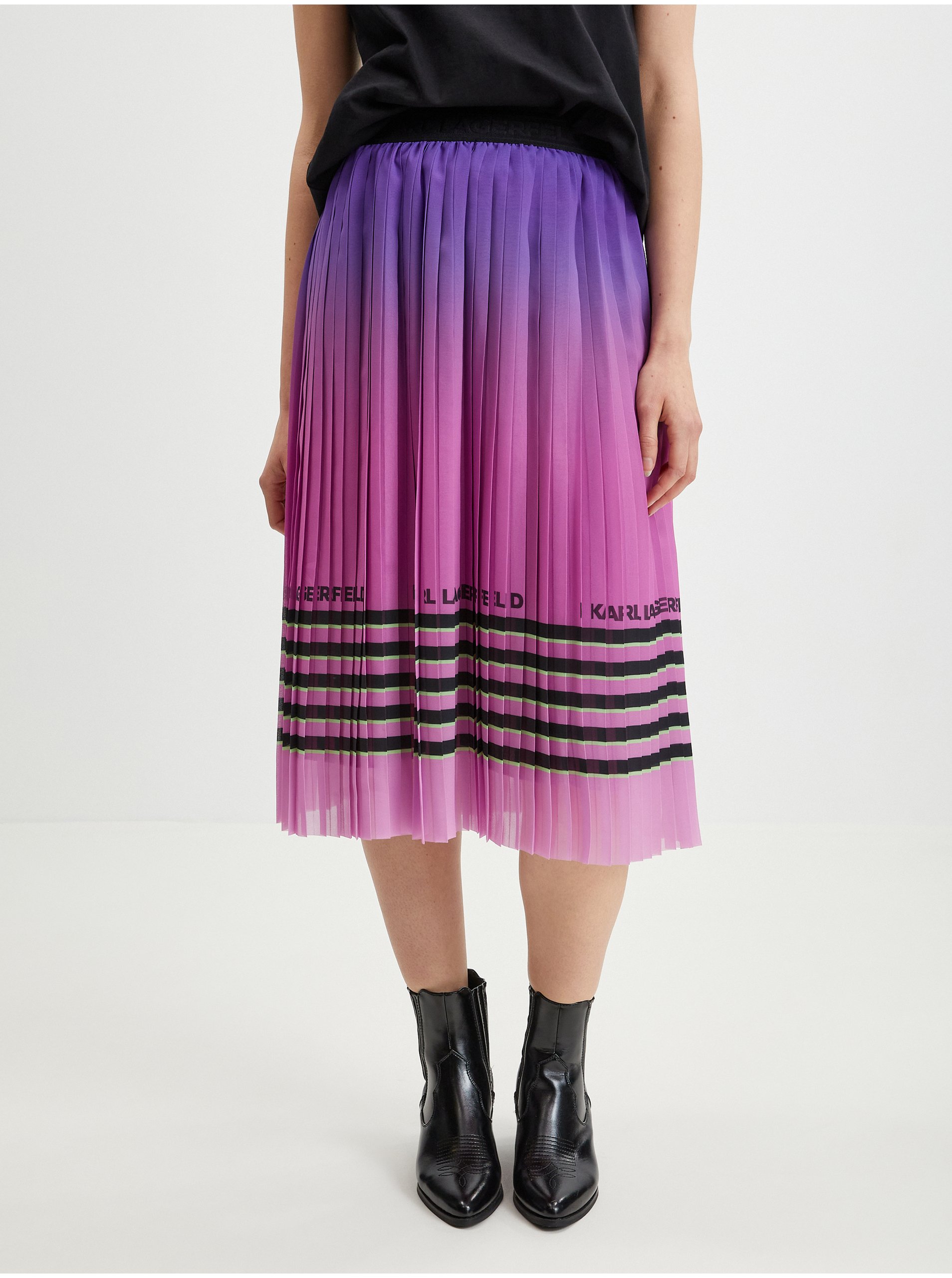 E-shop Fialovo-ružová dámska plisovaná midi sukňa KARL LAGERFELD Interstellar Roller Derby
