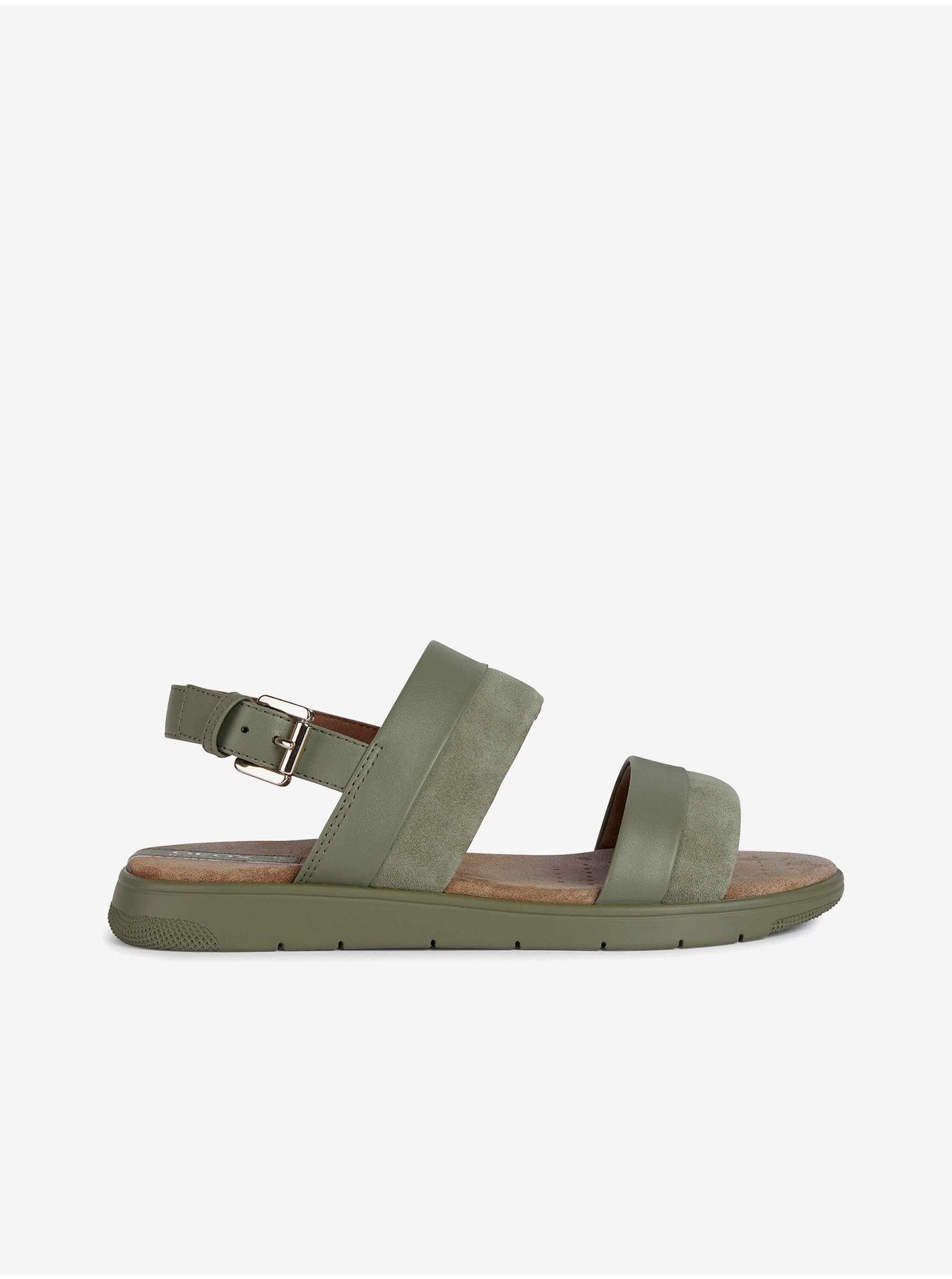 Lacno Zelené dámske kožené sandále Geox