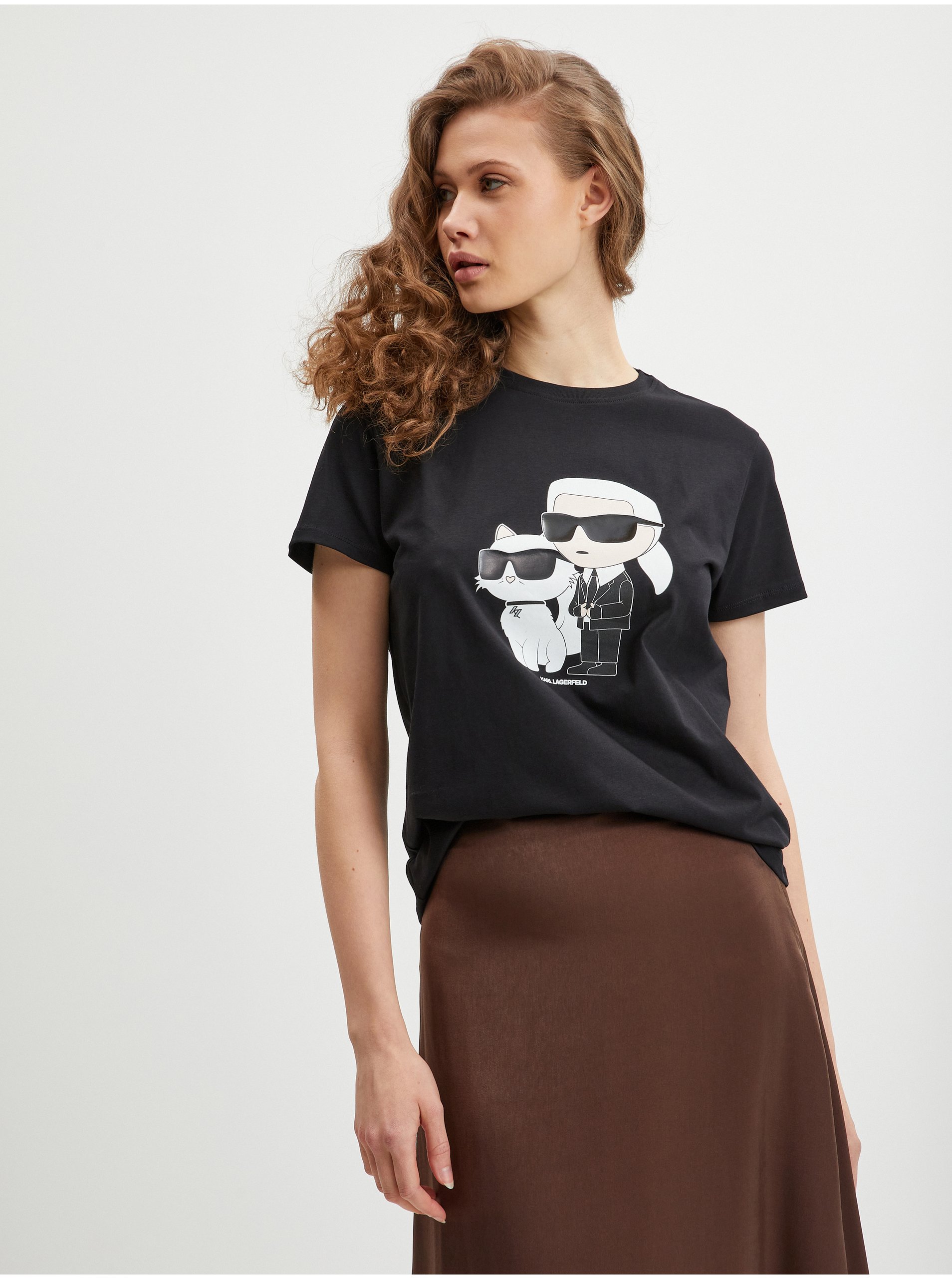 E-shop Černé dámské tričko KARL LAGERFELD Ikonik