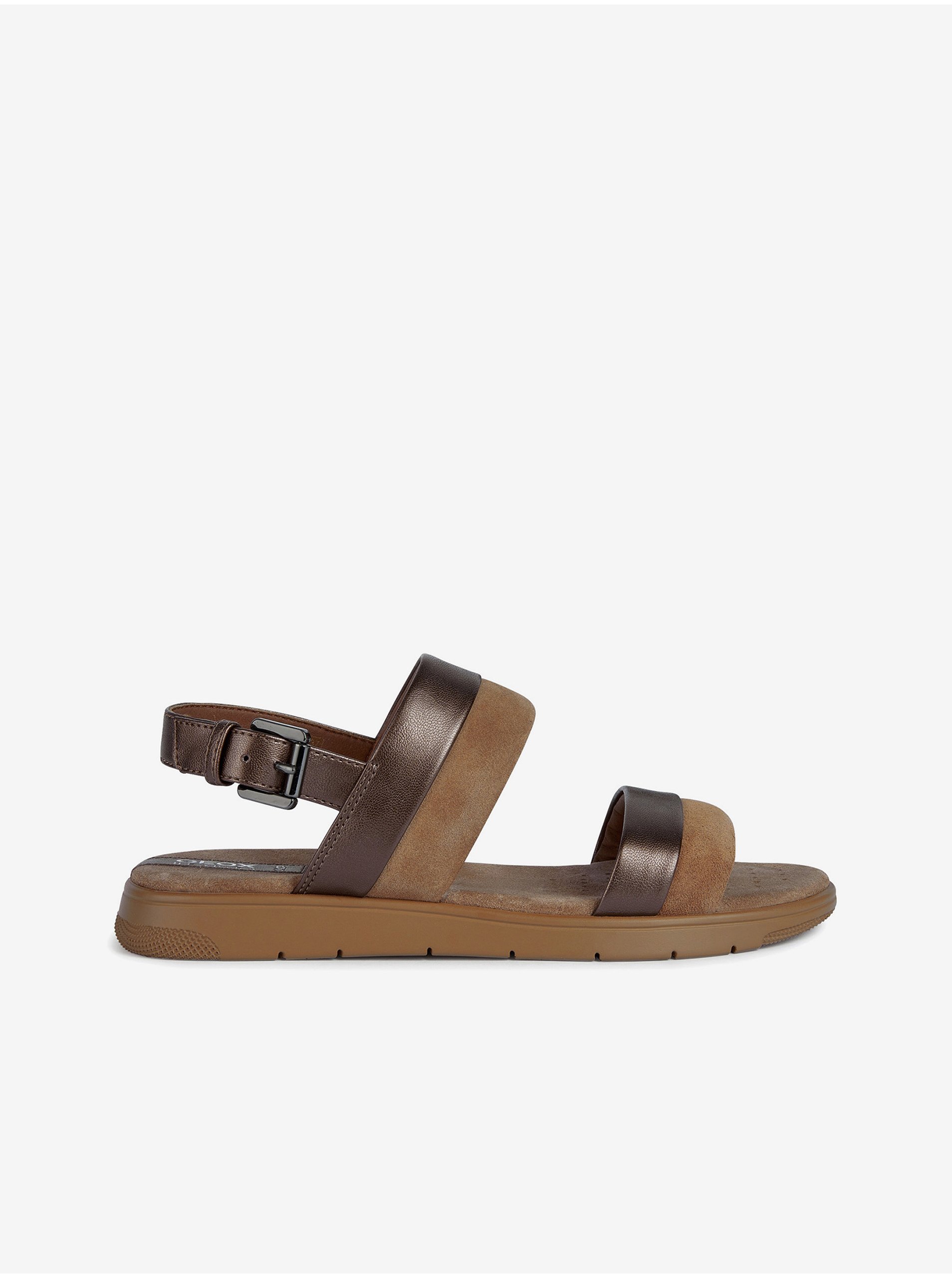 Levně Hnědé dámské sandály s koženými detaily Geox
