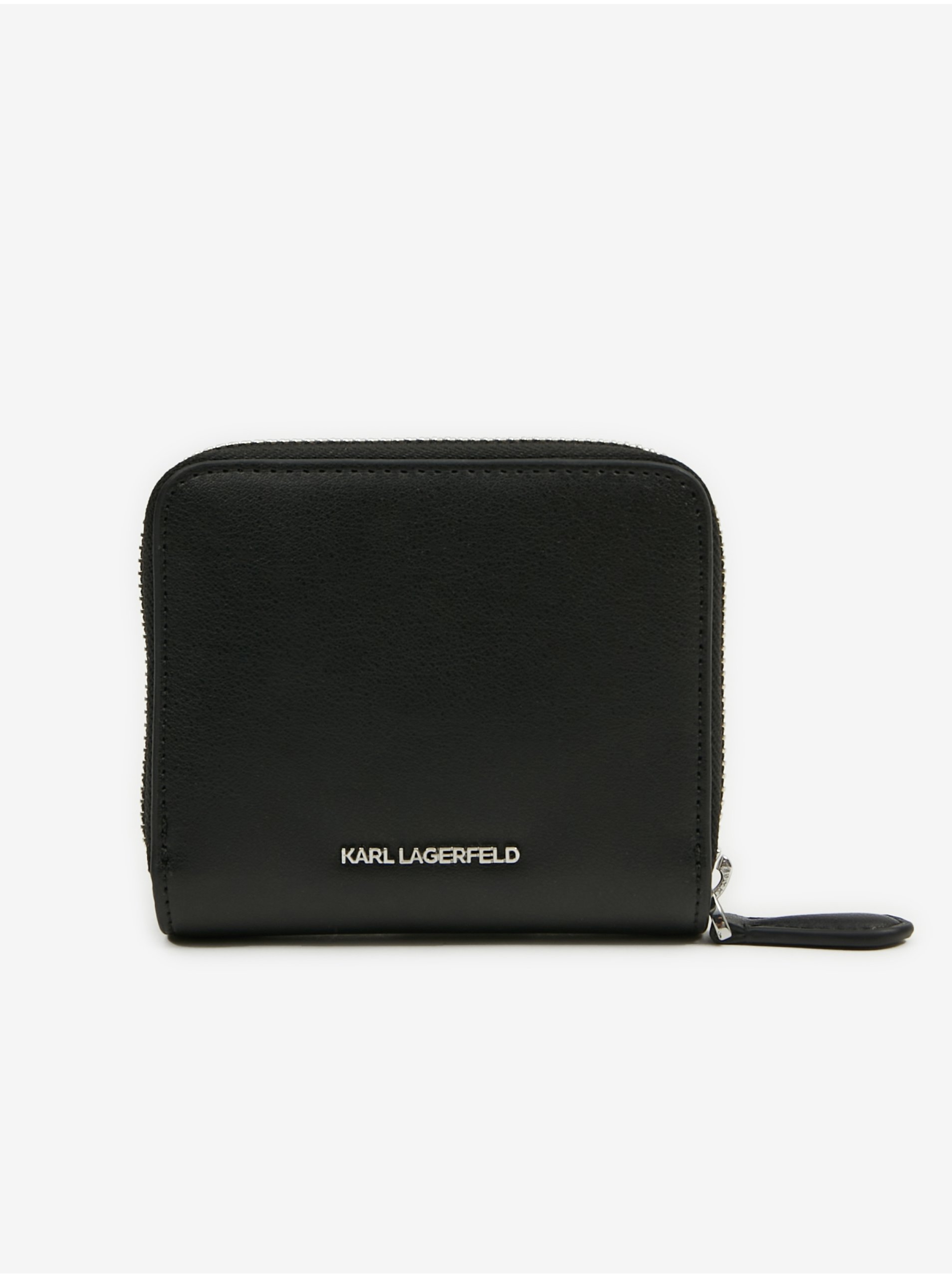 E-shop Čierna dámska kožená peňaženka KARL LAGERFELD Ikonik