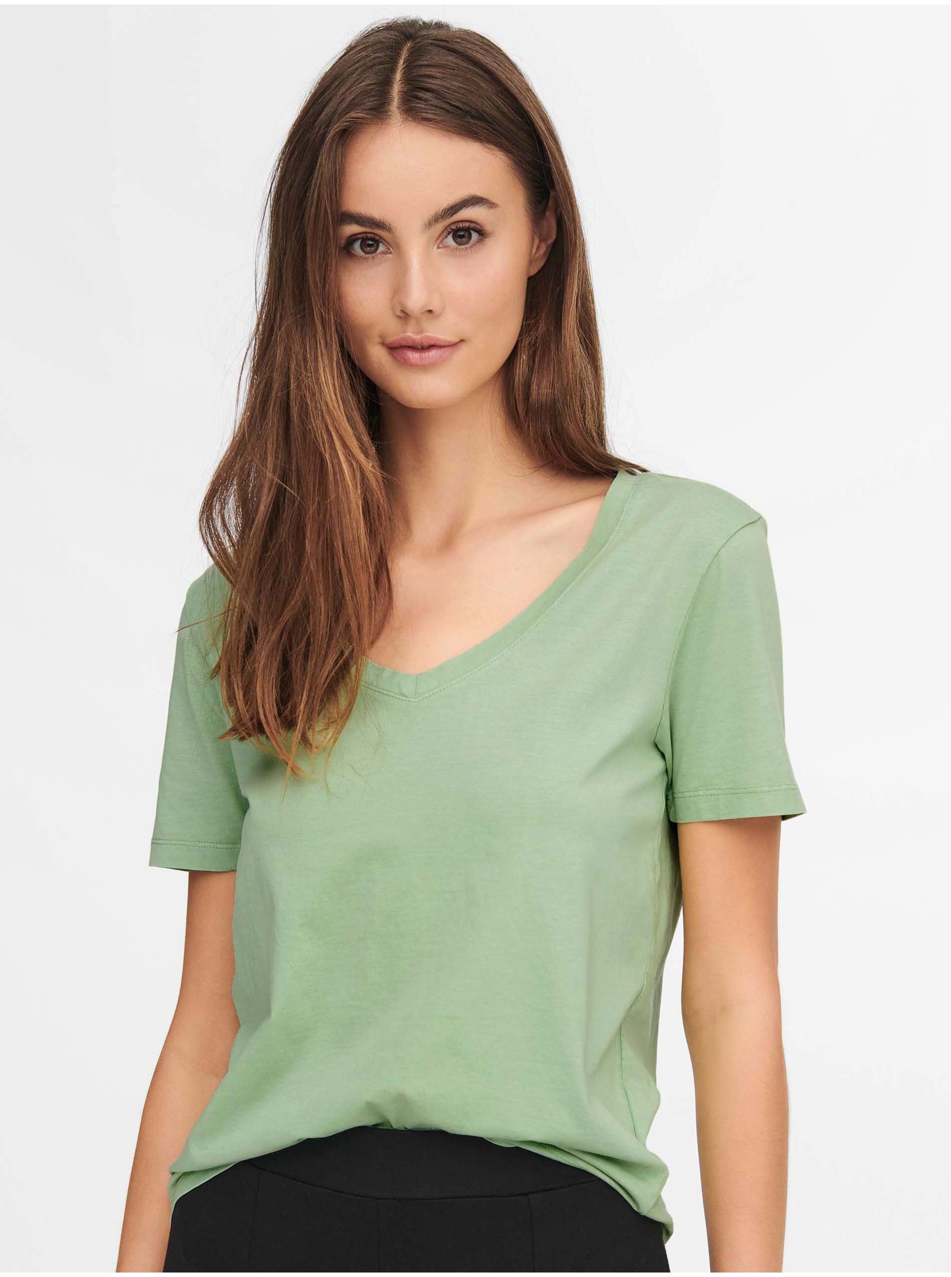 E-shop Světle zelené basic tričko JDY Farock