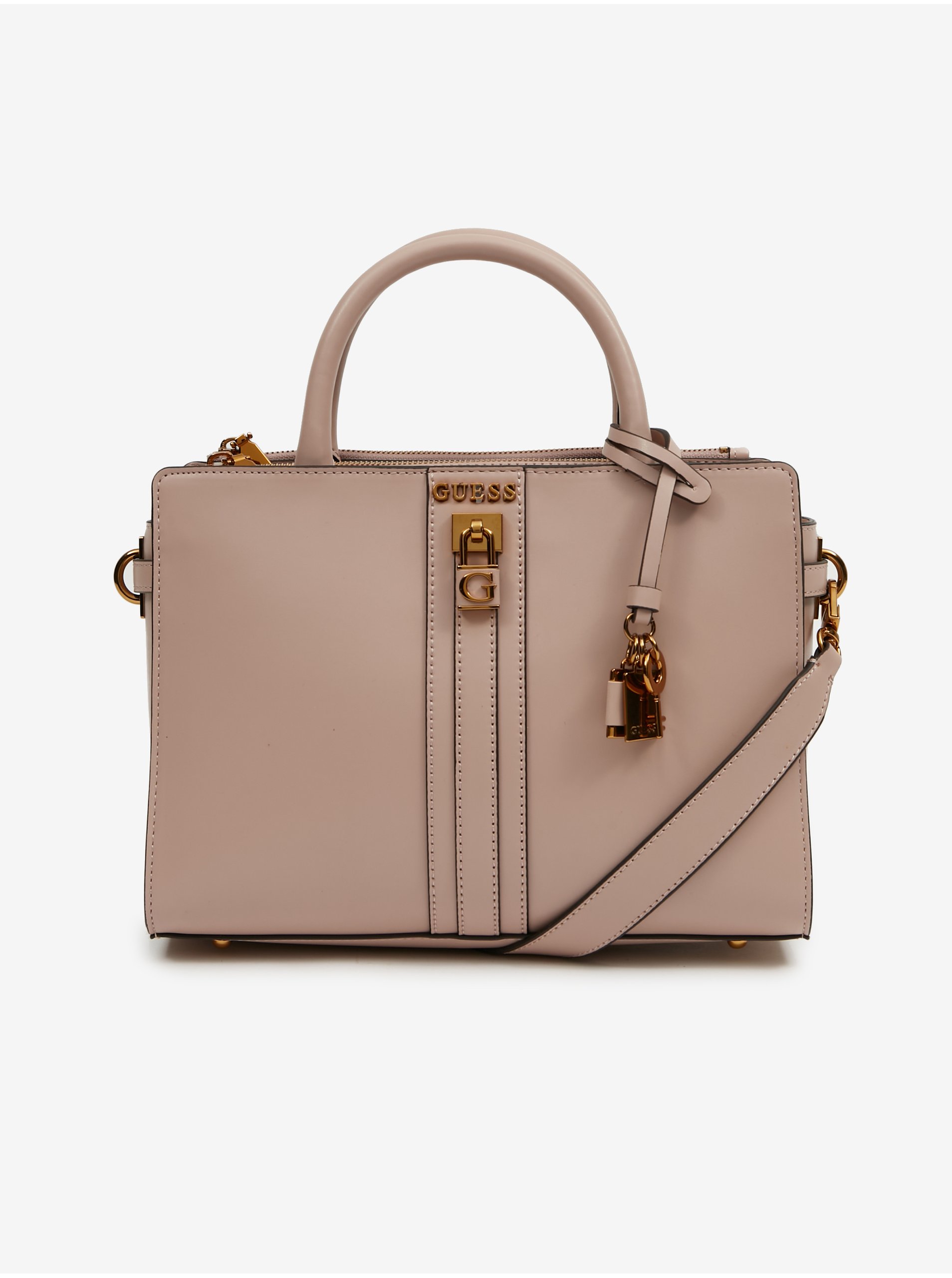 Levně Starorůžová dámská kabelka Guess Ginevra Elite Society Satchel