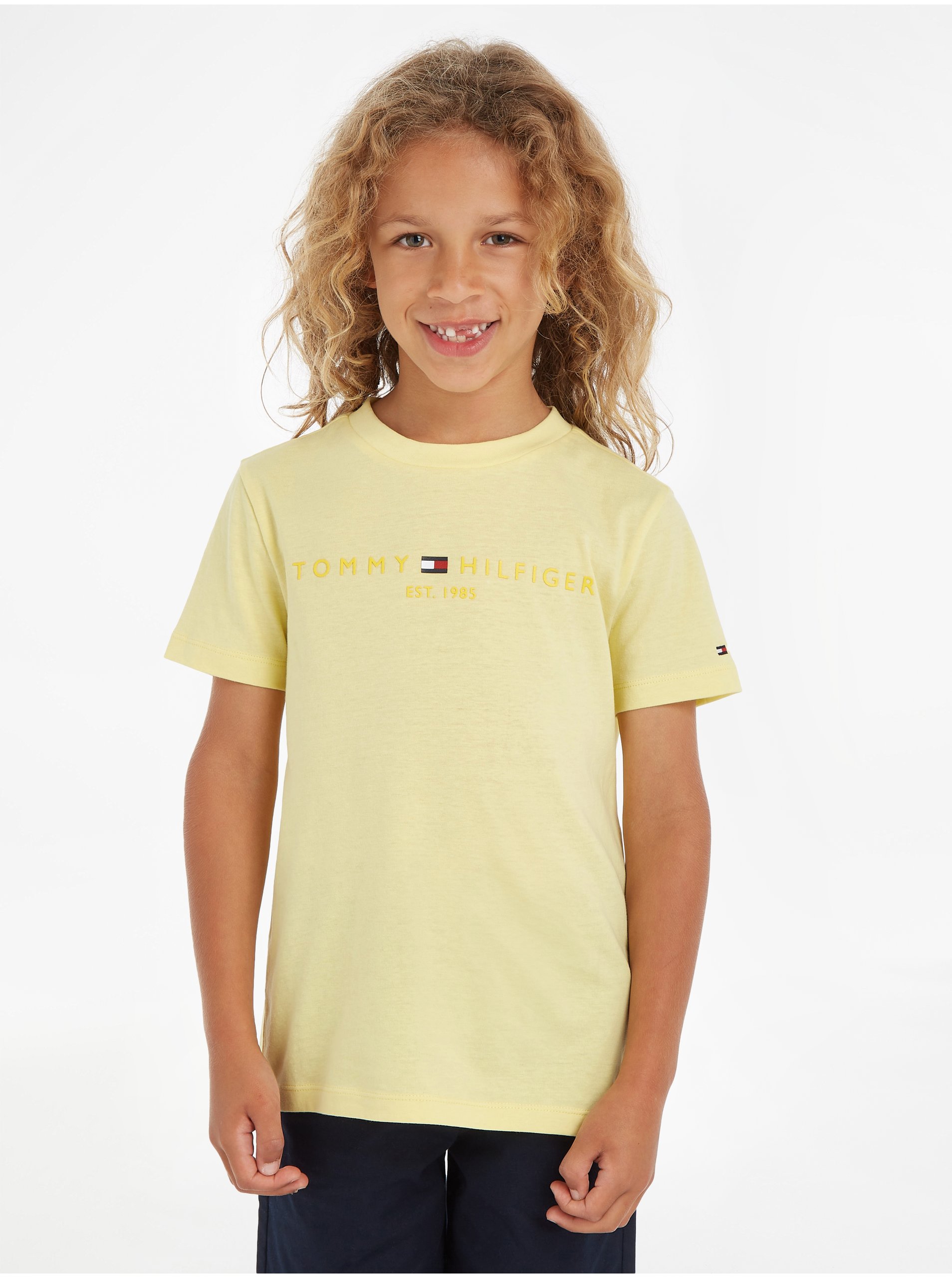 Lacno Svetložlté detské tričko Tommy Hilfiger