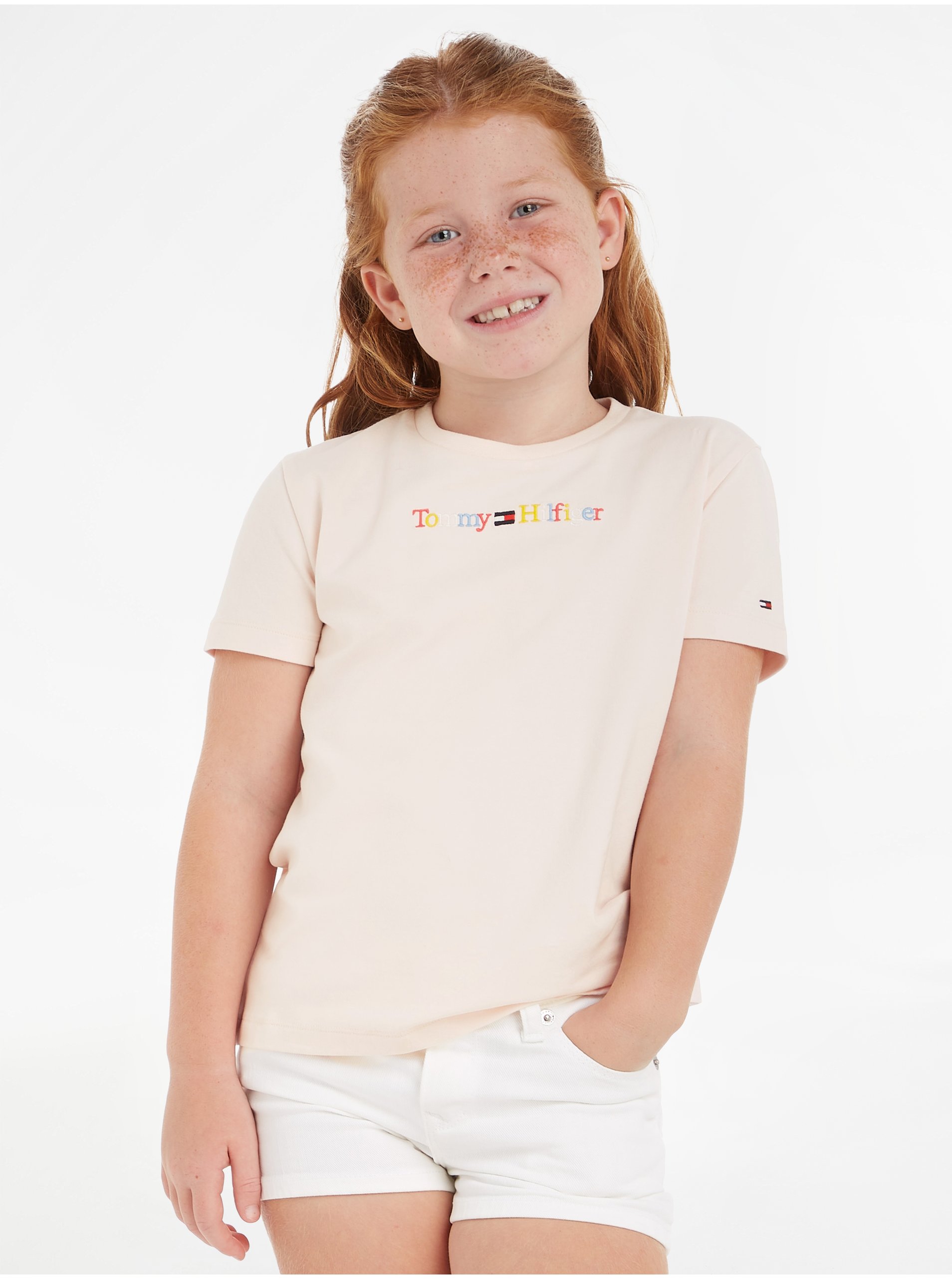 Lacno Svetloružové dievčenské tričko Tommy Hilfiger